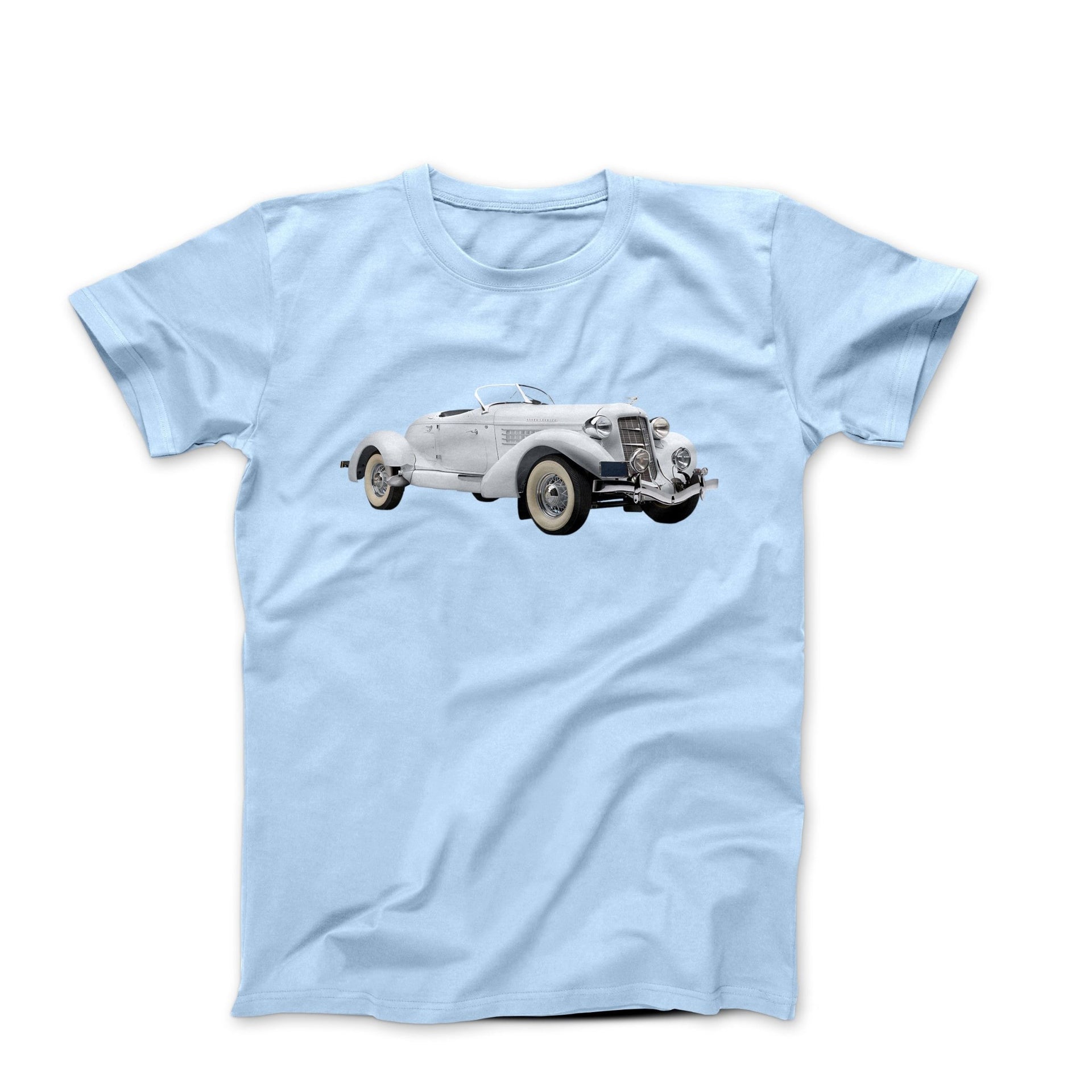1935 Silver Auburn 851 Supercharged Boattail Speedster T-shirt - Cars, Trucks & Cycles - Harvey Ltd
