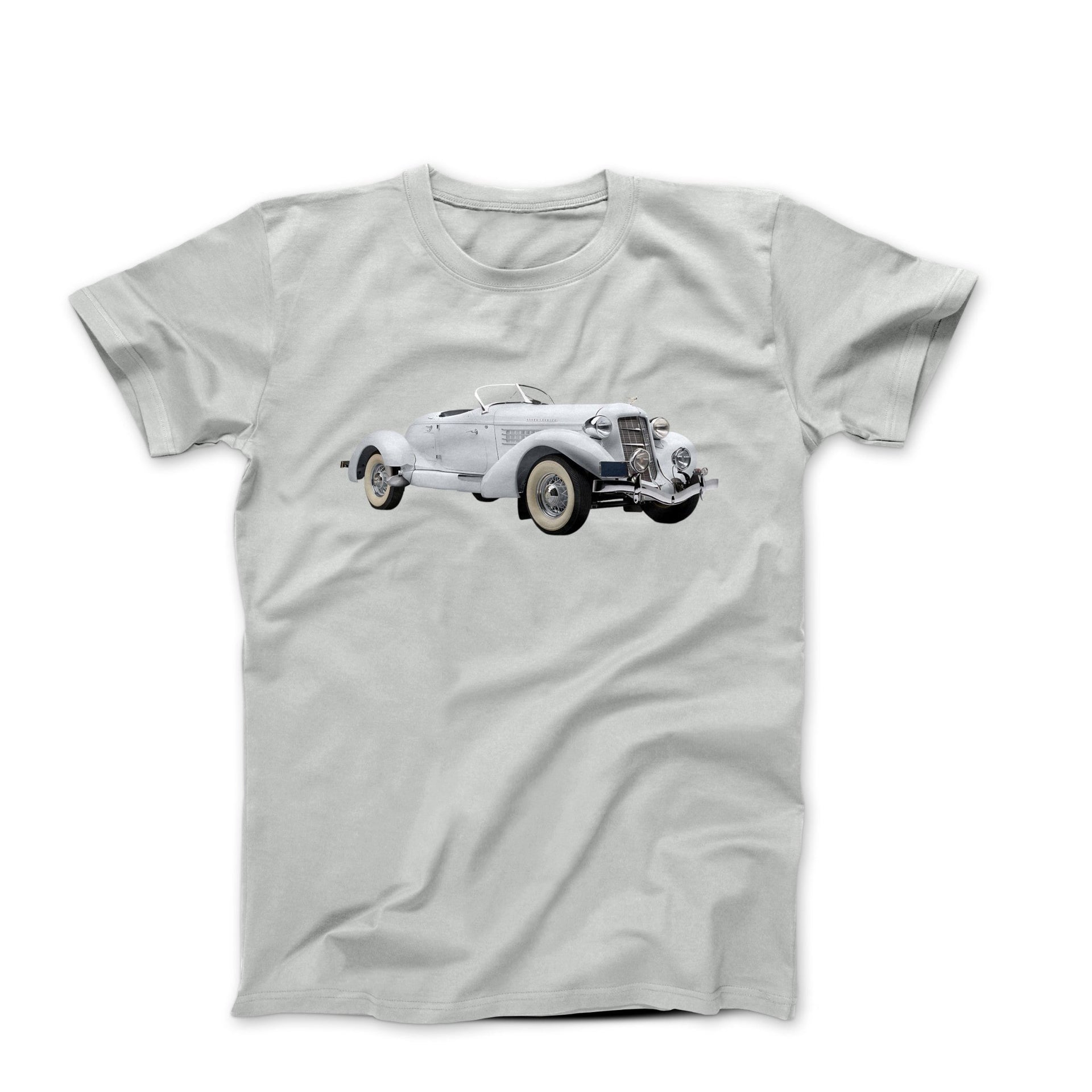 1935 Silver Auburn 851 Supercharged Boattail Speedster T-shirt - Cars, Trucks & Cycles - Harvey Ltd