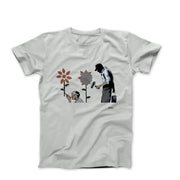 Banksy Boy With Flower Wall Street Art T-shirt - Street, Pop & Media Art - Harvey Ltd