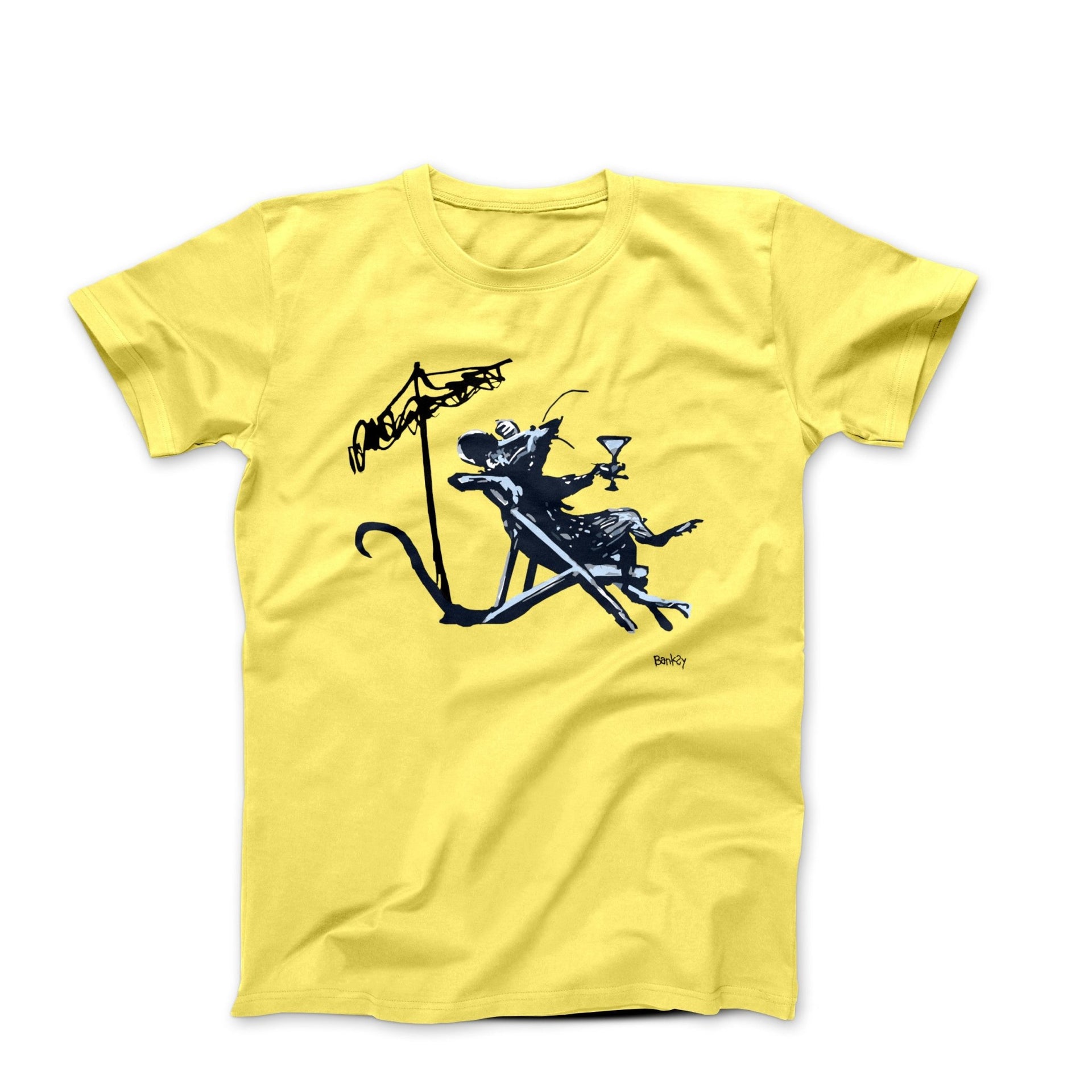 Banksy Cocktail At The Beach Rat (2003) Street Art T-Shirt - Street, Pop & Media Art - Harvey Ltd