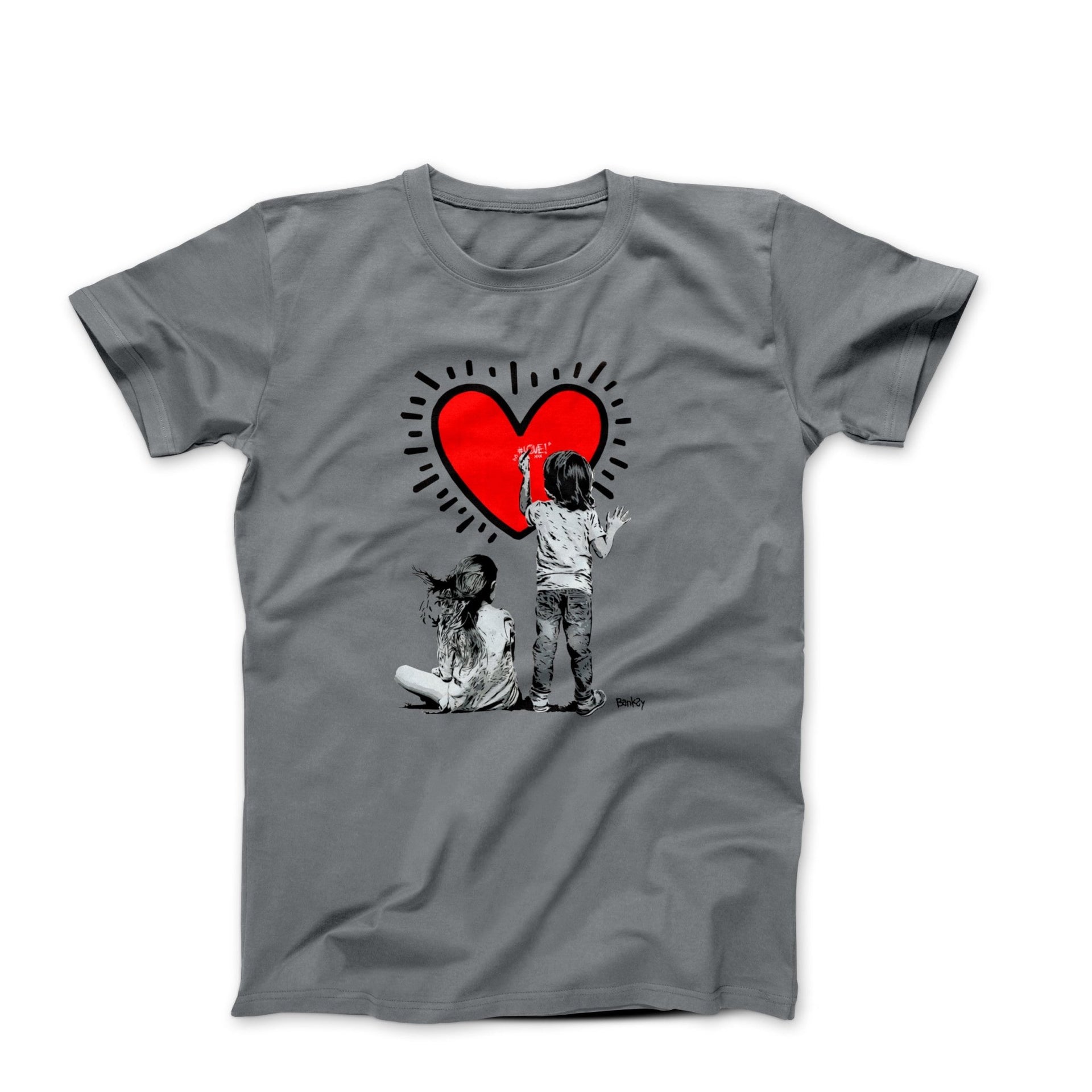 Banksy Drawing A Heart Street Art T-shirt - Street, Pop & Media Art - Harvey Ltd