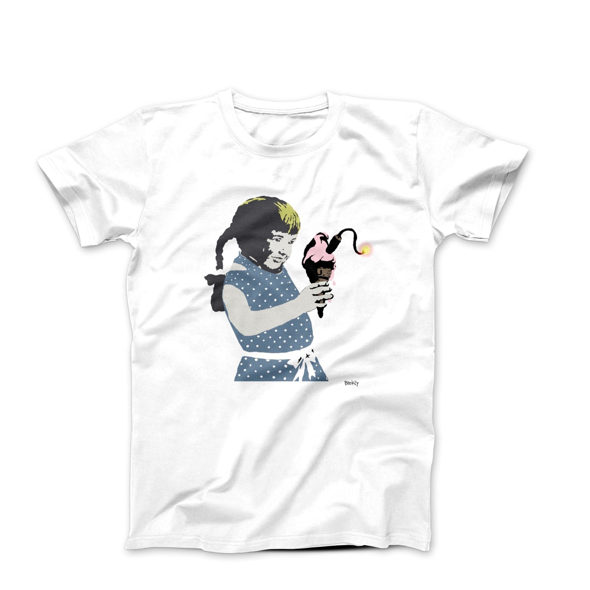 Banksy Girl Holding Ice Cream Bomb T-shirt - Street, Pop & Media Art - Harvey Ltd