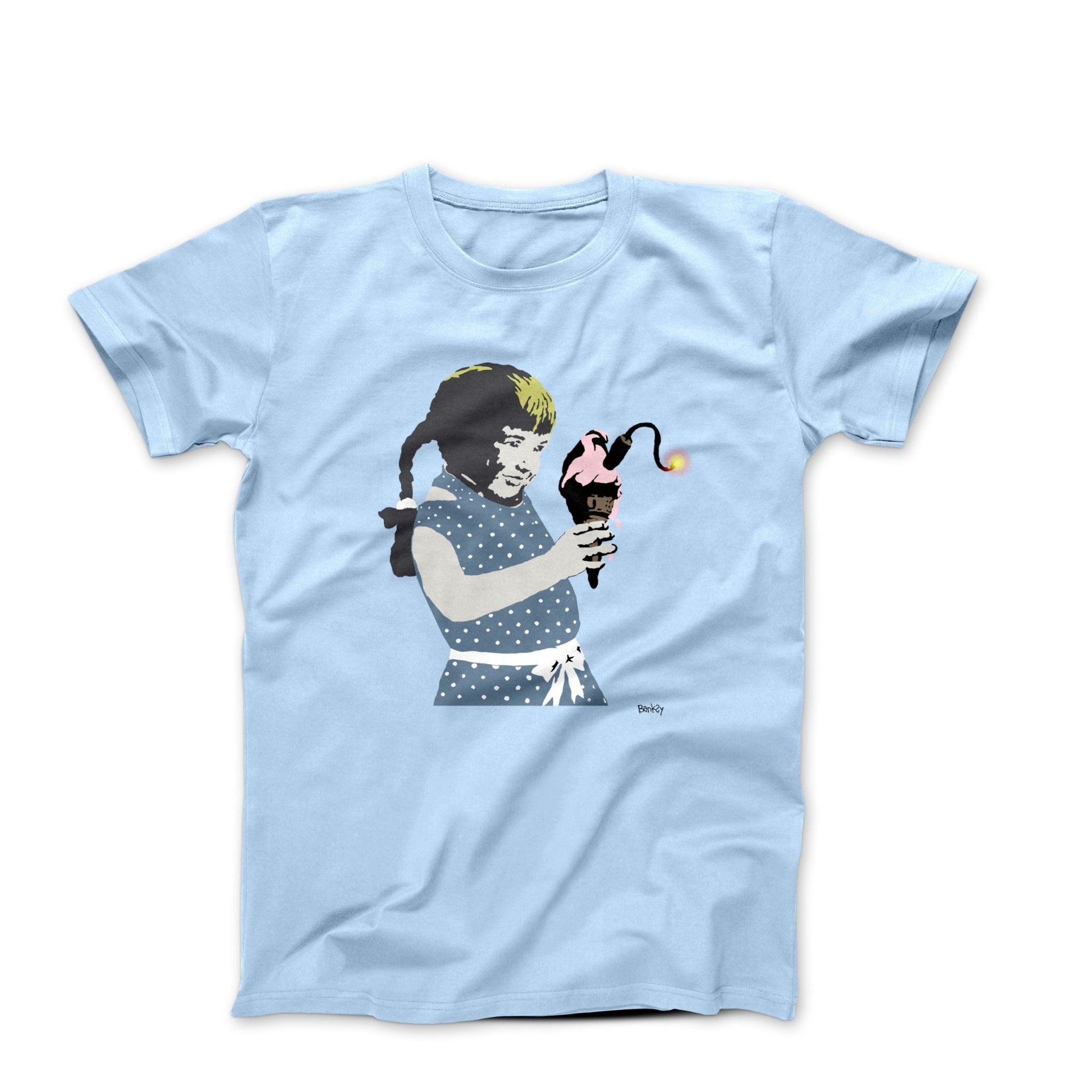 Banksy Girl Holding Ice Cream Bomb T-shirt - Street, Pop & Media Art - Harvey Ltd