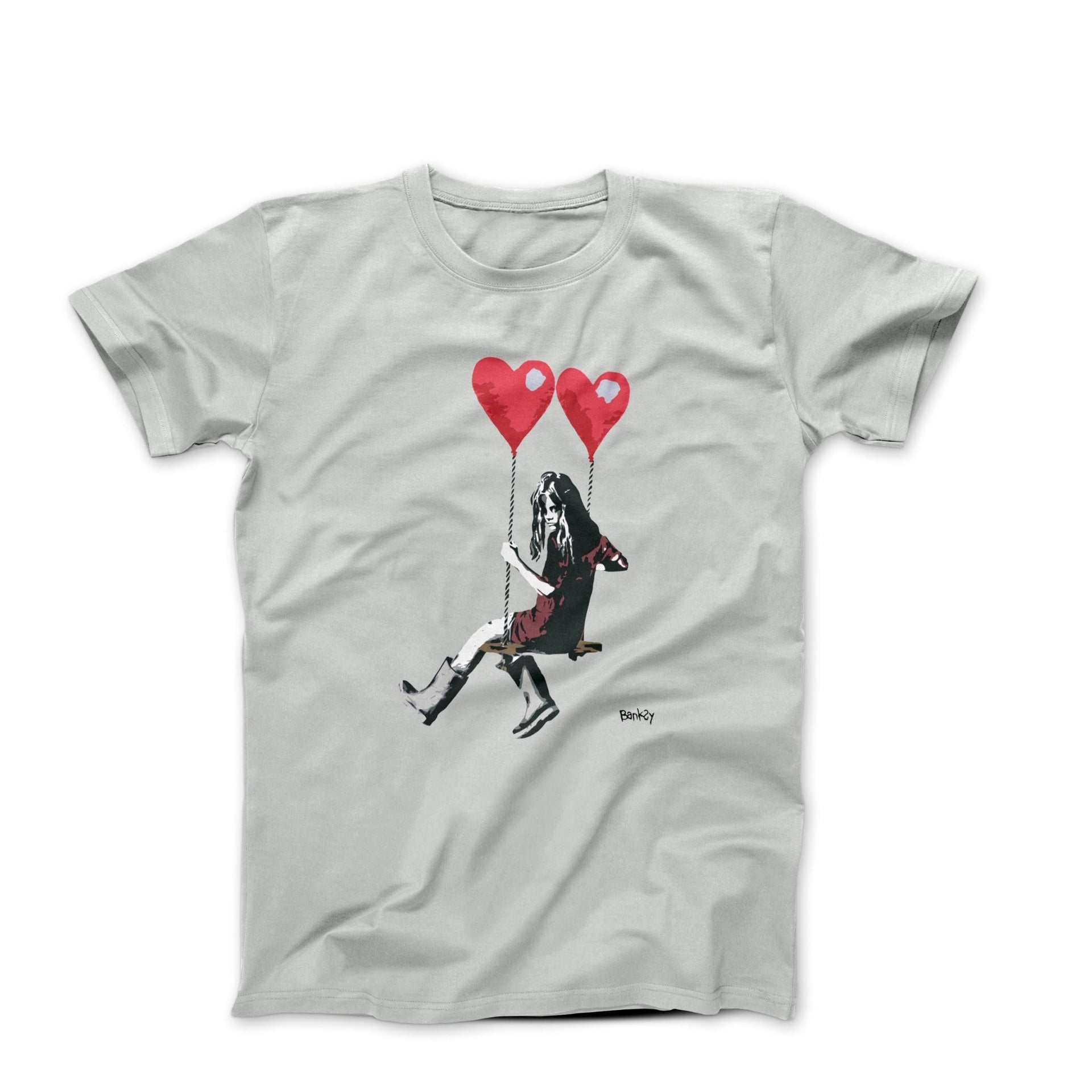 Banksy Girl On Heart Swing Street Art T-shirt - Street, Pop & Media Art - Harvey Ltd