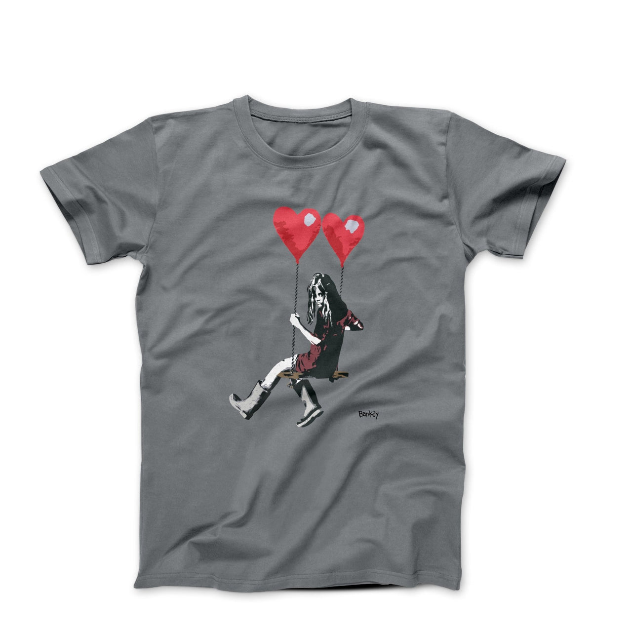 Banksy Girl On Heart Swing Street Art T-shirt - Street, Pop & Media Art - Harvey Ltd
