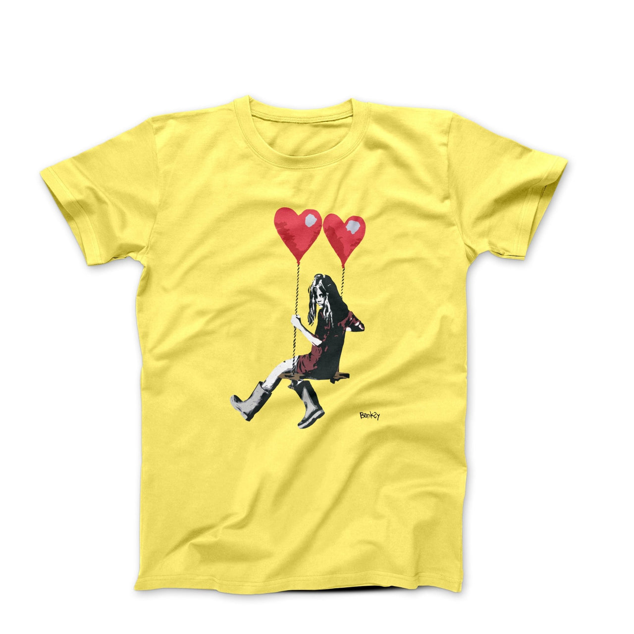 Banksy Girl On Heart Swing Street Art T-shirt - Street, Pop & Media Art - Harvey Ltd