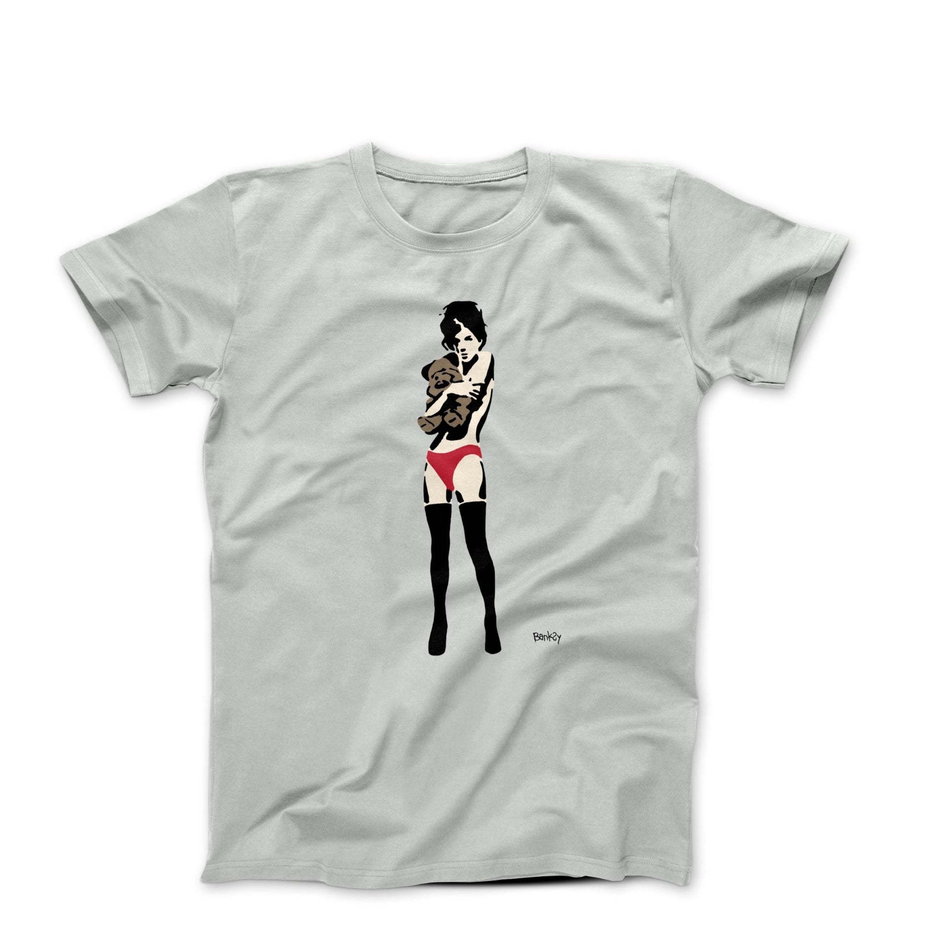 Banksy Girl With Teddy Bear (2012) Street Art T-shirt - Street, Pop & Media Art - Harvey Ltd