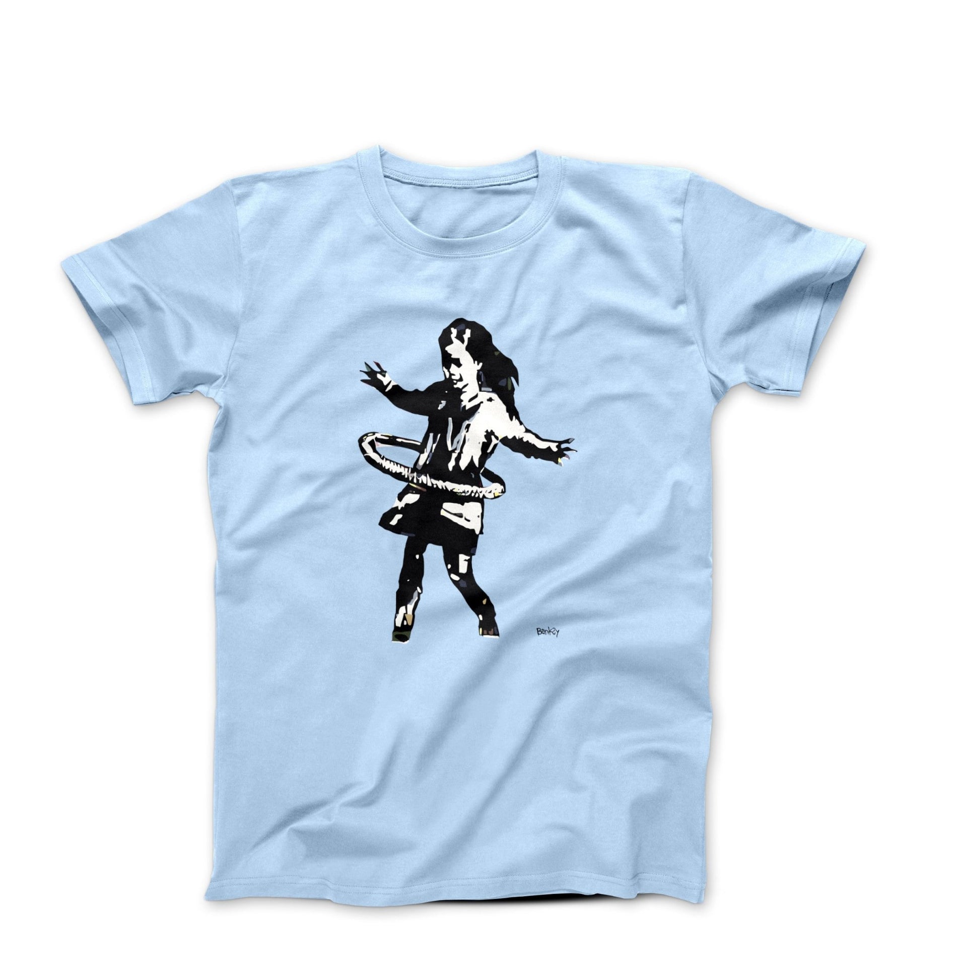 Banksy Hula Hoop Girl with Tire (2020) Street Art T-shirt - Street, Pop & Media Art - Harvey Ltd