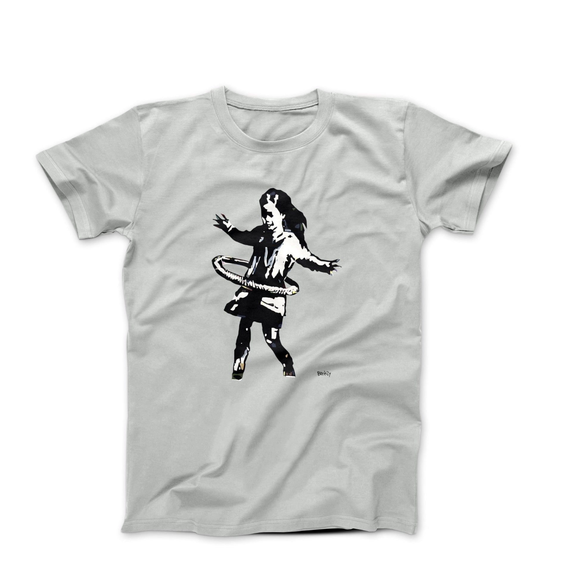 Banksy Hula Hoop Girl with Tire (2020) Street Art T-shirt - Street, Pop & Media Art - Harvey Ltd