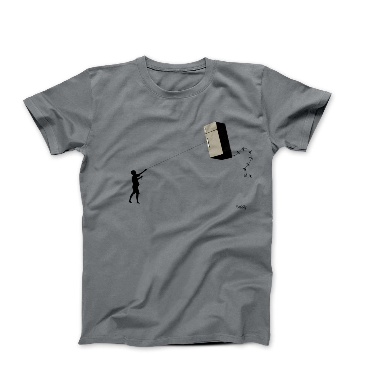 Banksy New Orleans Fridge Kite Street Art T-shirt - Street, Pop & Media Art - Harvey Ltd