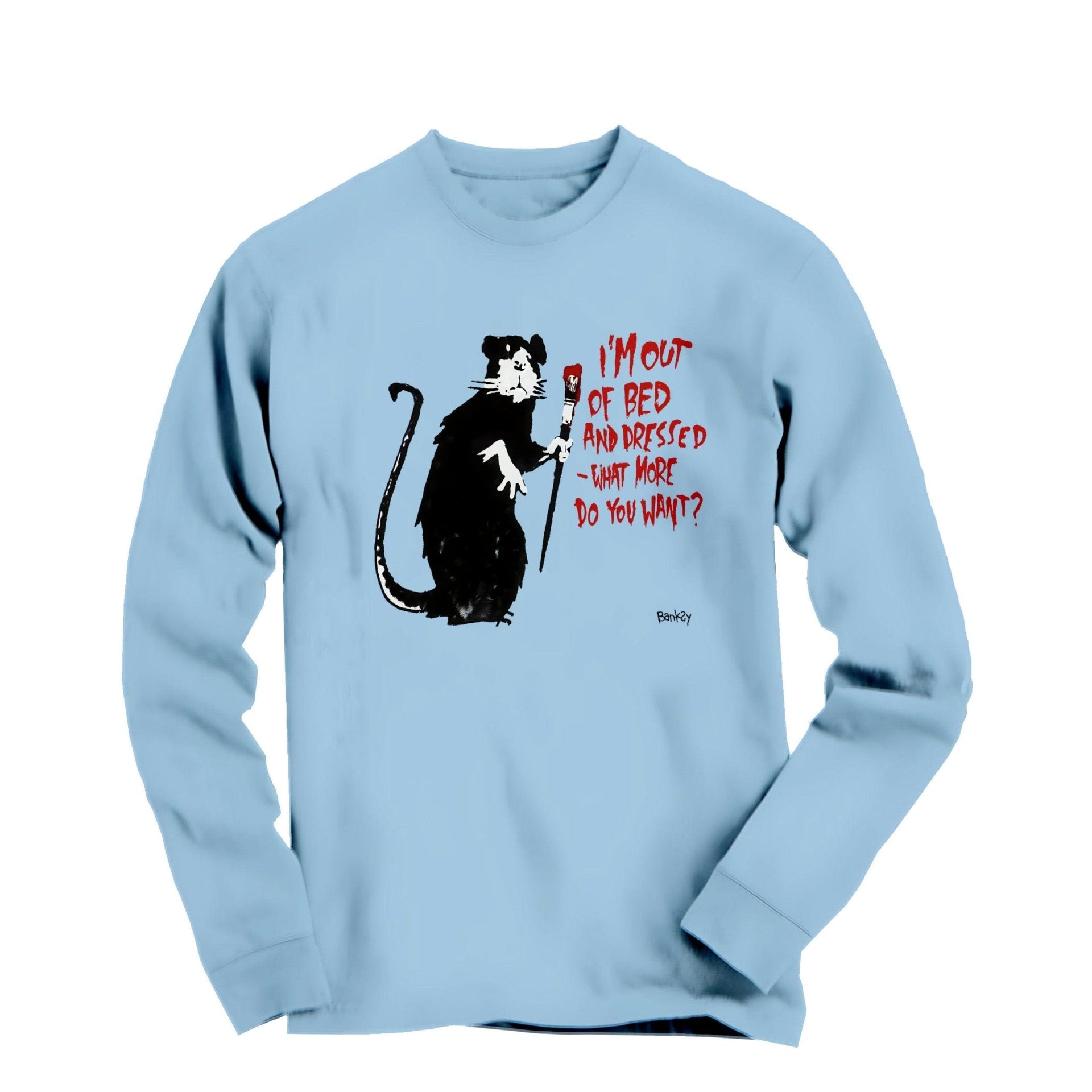 Banksy Out of Bed Rat (2002) Street Art Long Sleeve Tee - Street, Pop & Media Art - Harvey Ltd