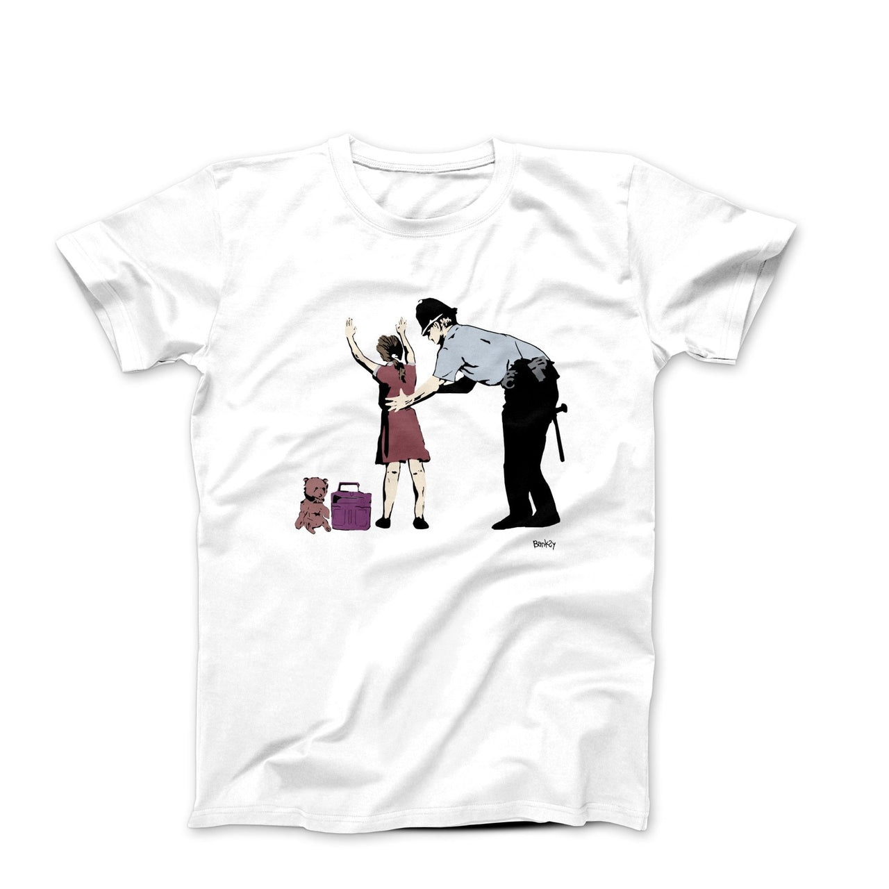 Banksy Policeman Searching Girl (2007) Street Art T-shirt - Street, Pop & Media Art - Harvey Ltd