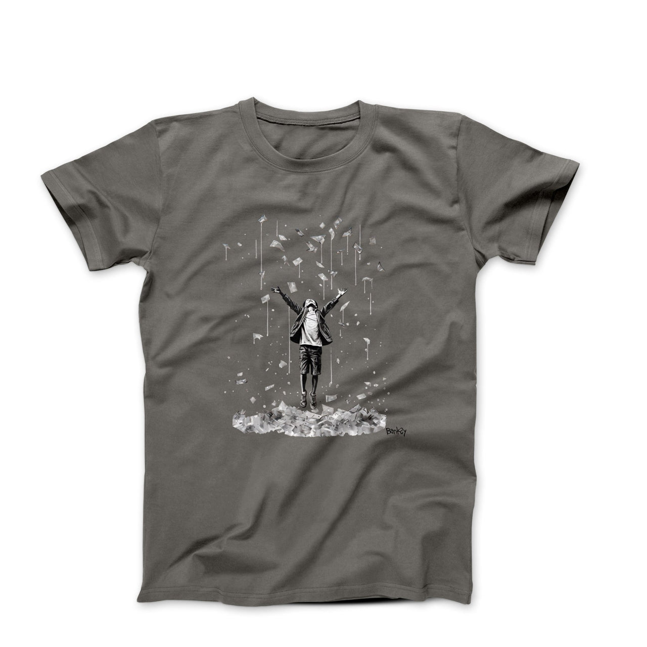 Banksy Raining Money Street Art T-shirt - Street, Pop & Media Art - Harvey Ltd