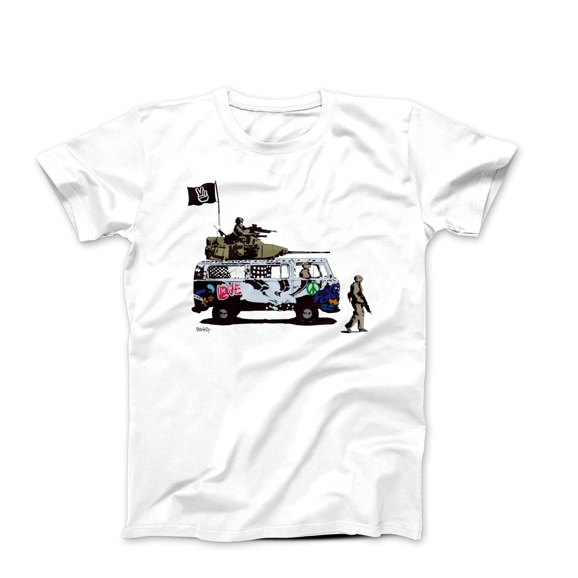 Banksy Tribute to Peace and Love Street Art T-shirt - Street, Pop & Media Art - Harvey Ltd