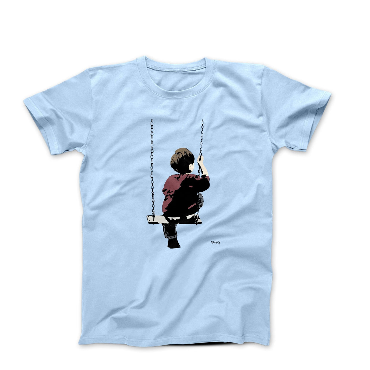 Banksy Boy On Swing Street Art T-shirt - Street, Pop & Media Art - Harvey Ltd