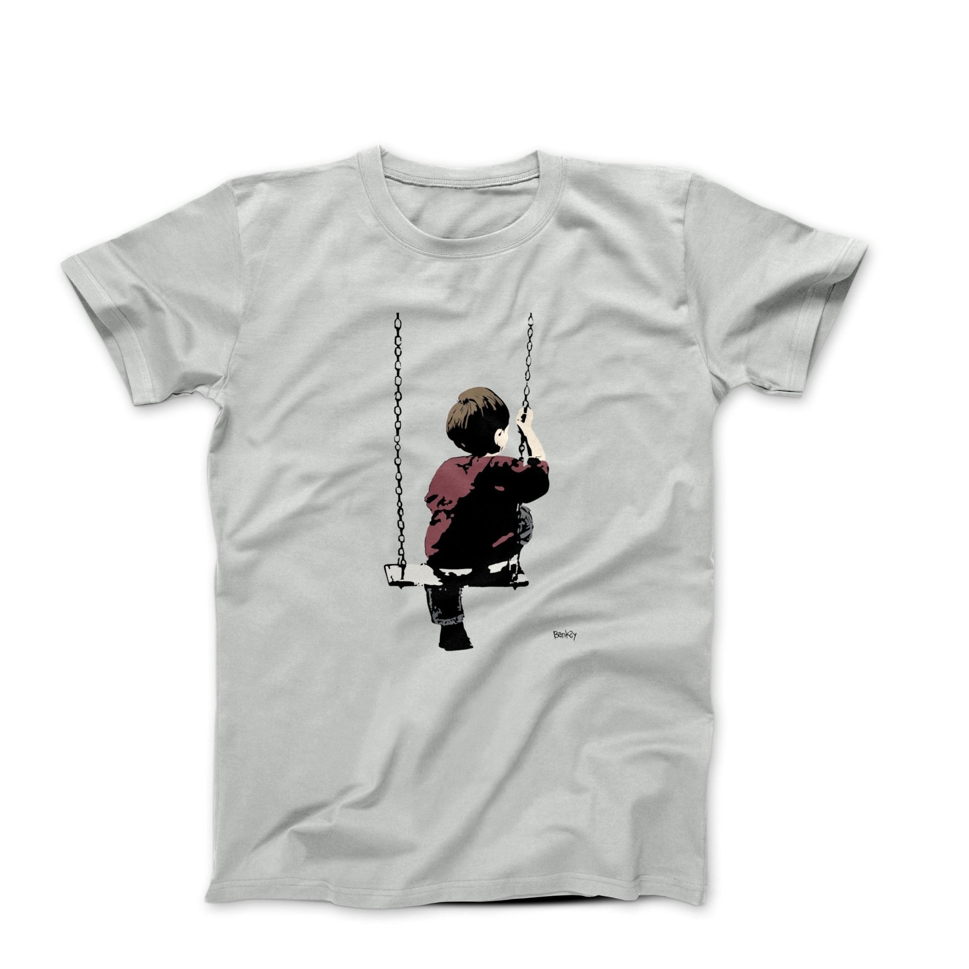 Banksy Boy On Swing Street Art T-shirt - Street, Pop & Media Art - Harvey Ltd