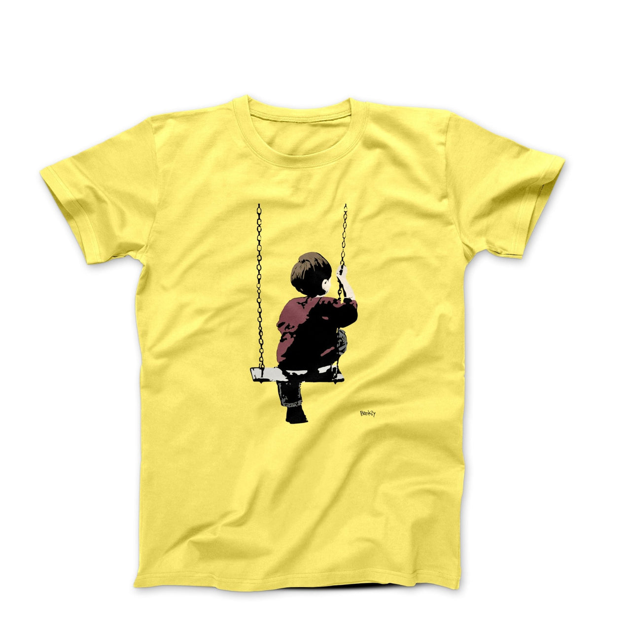 Banksy Boy On Swing Street Art T-shirt - Street, Pop & Media Art - Harvey Ltd