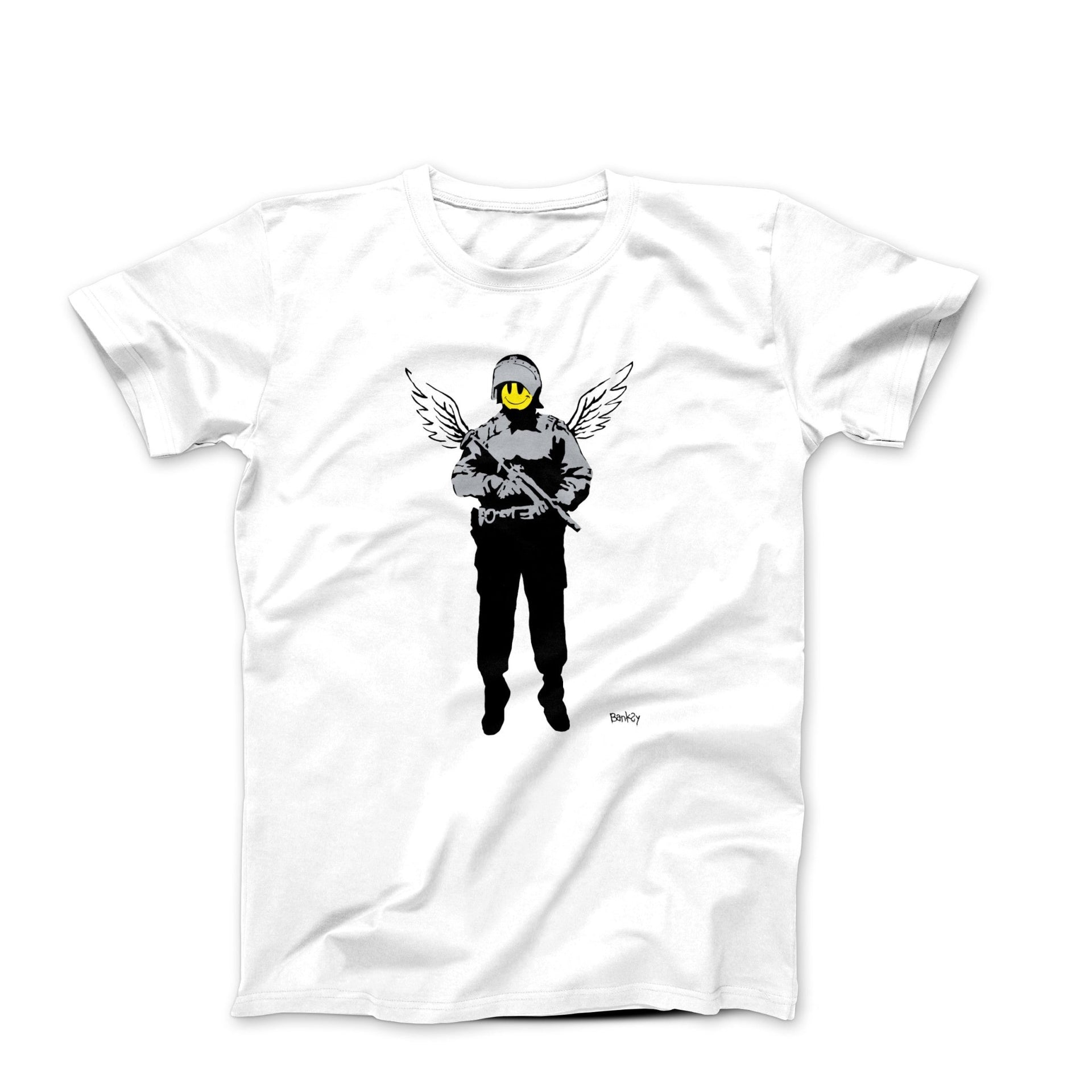 Banksy Flying Copper (2003) Street Art T-shirt - Street, Pop & Media Art - Harvey Ltd