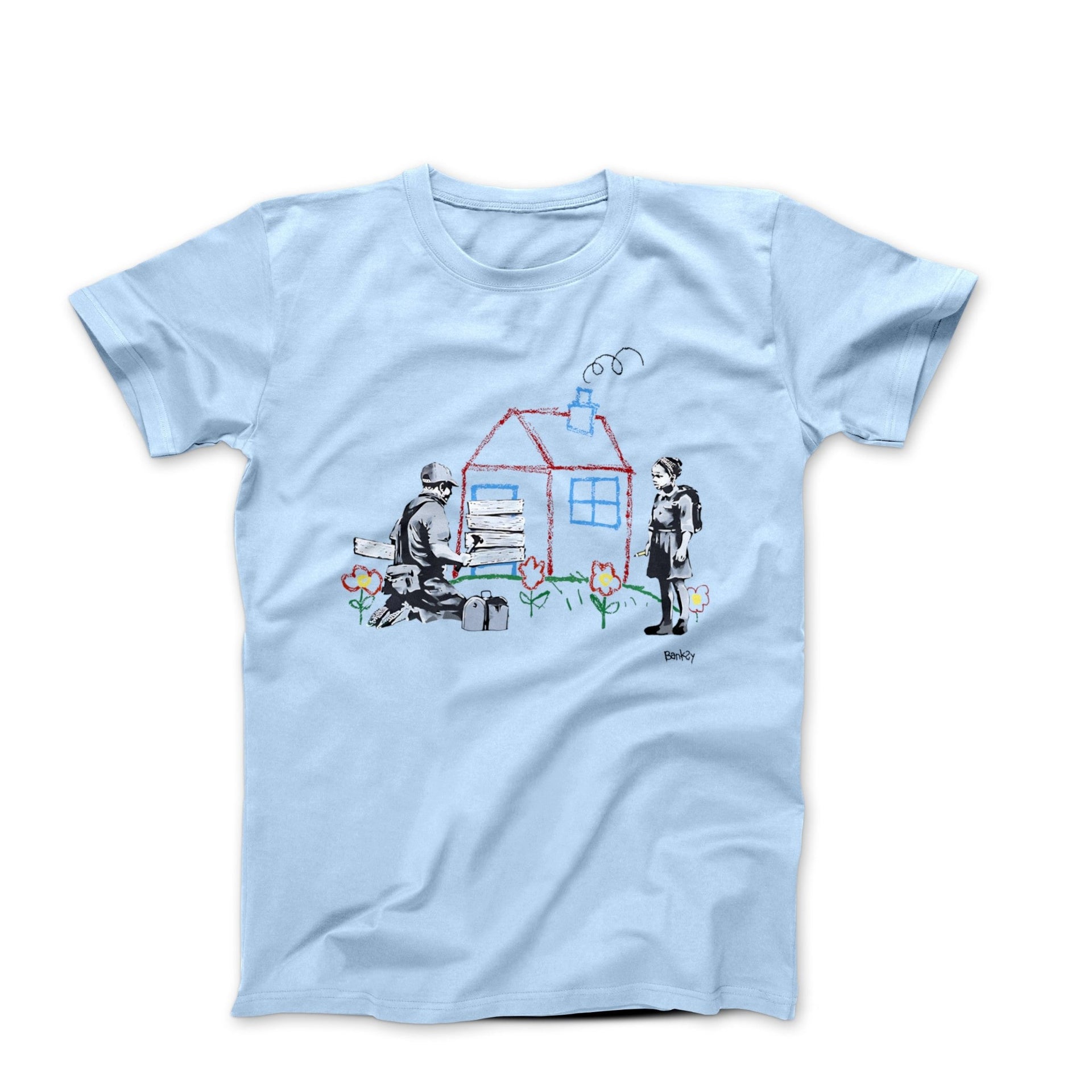 Banksy Boarded Crayon House Street Art T-shirt - Street, Pop & Media Art - Harvey Ltd