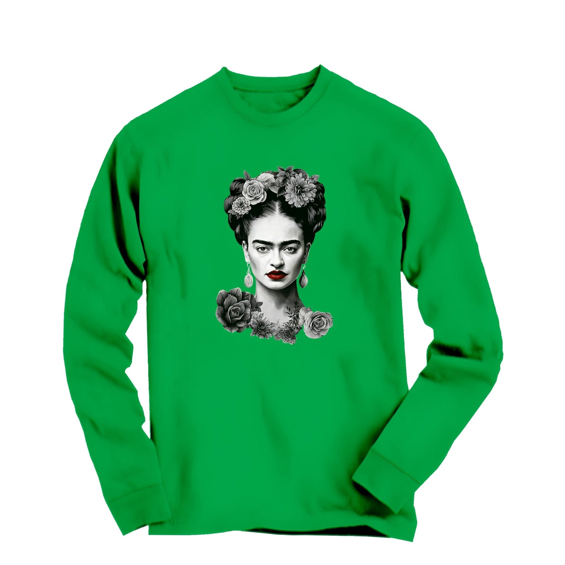 Frida With Flowers Portrait Long Sleeve Tee - Greatest Artists - Harvey Ltd