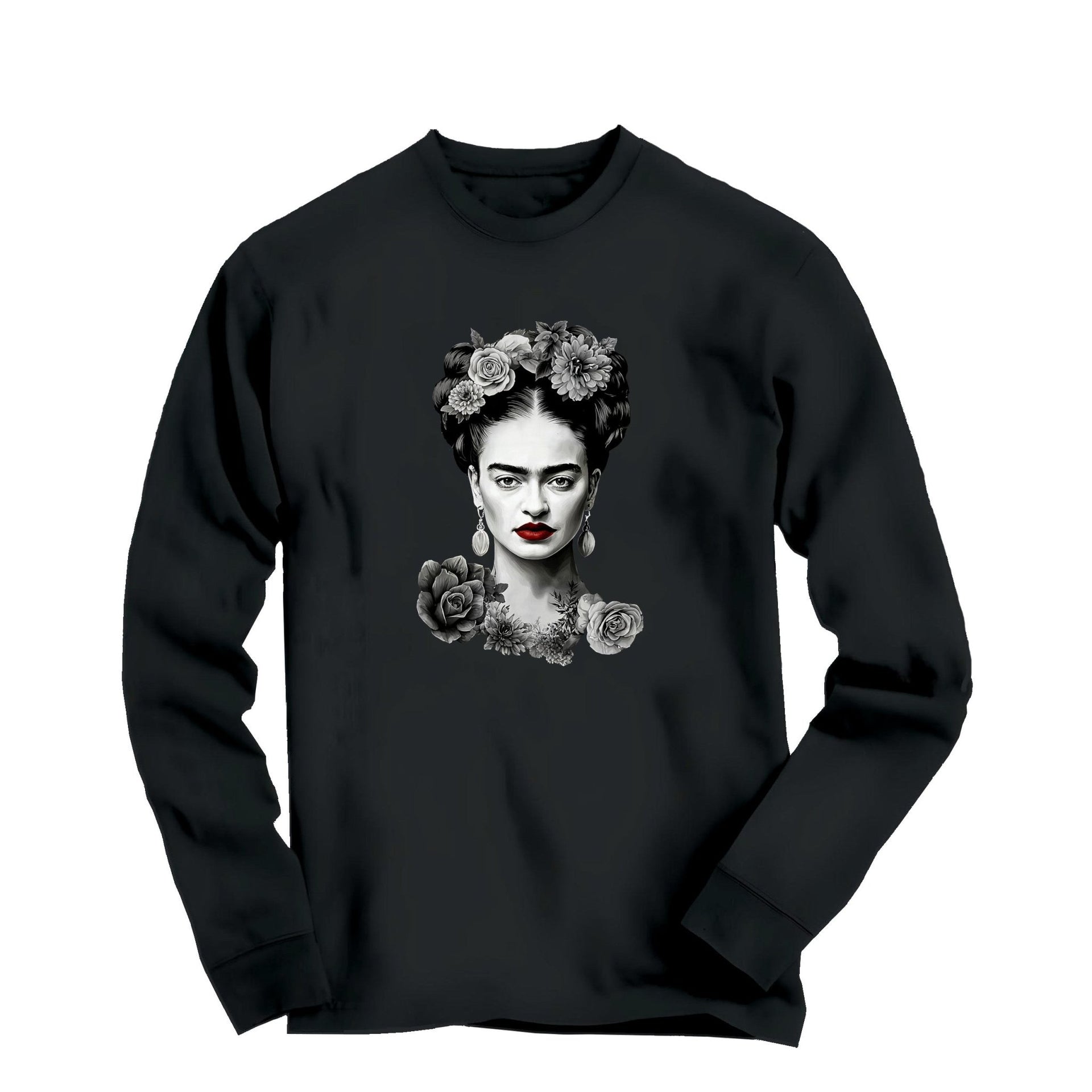 Frida With Flowers Portrait Long Sleeve Tee - Greatest Artists - Harvey Ltd