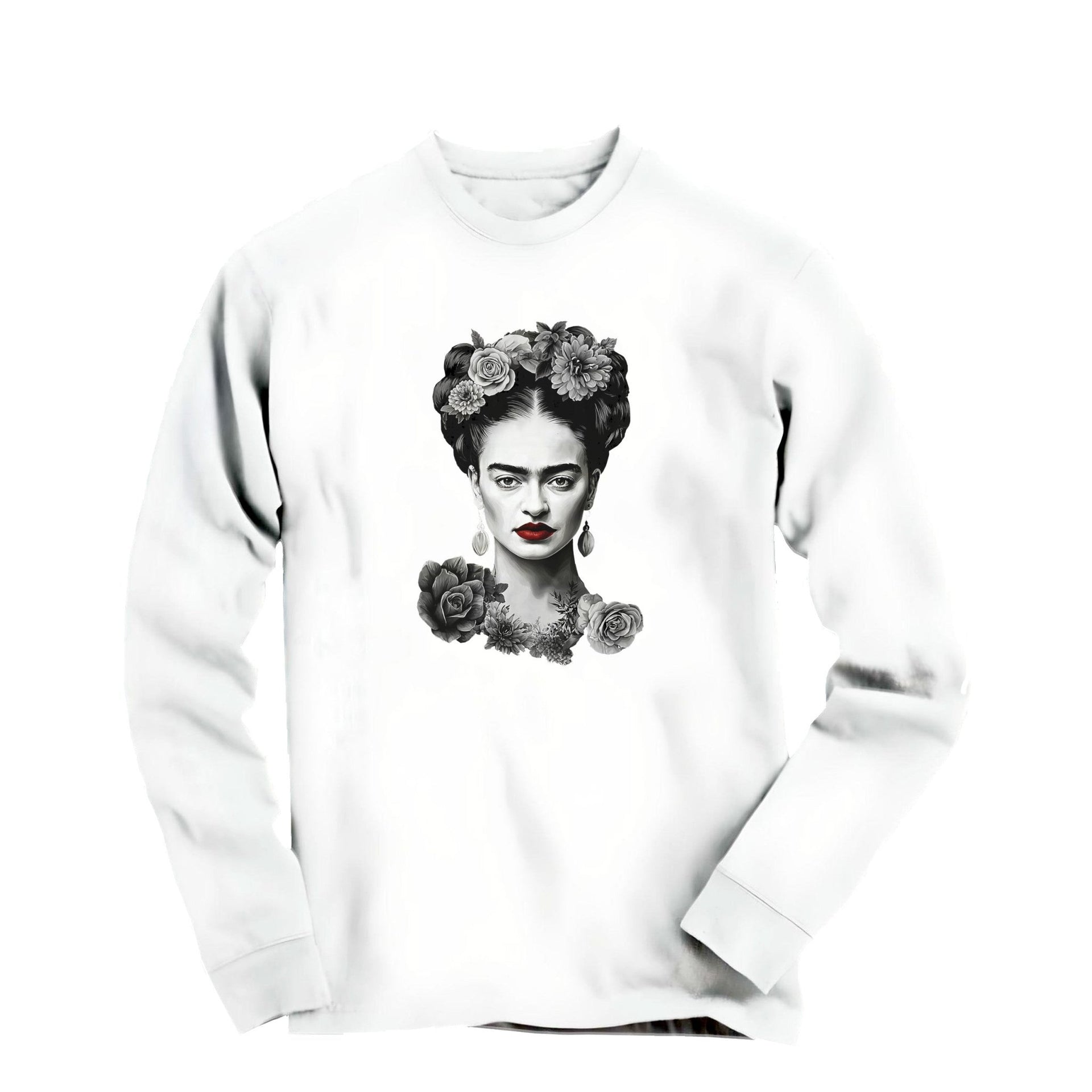 Frida With Flowers Portrait Long Sleeve Tee - Greatest Artists - Harvey Ltd