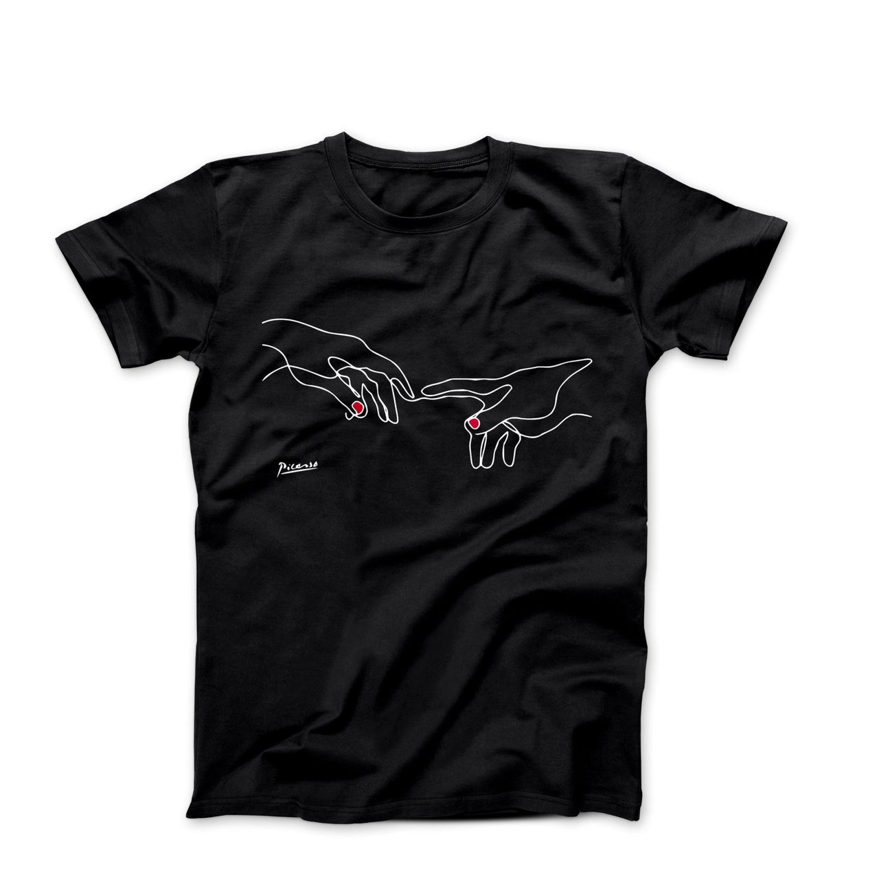 Picasso Touching Hands Line Drawing T-shirt - Greatest Artists - Harvey Ltd