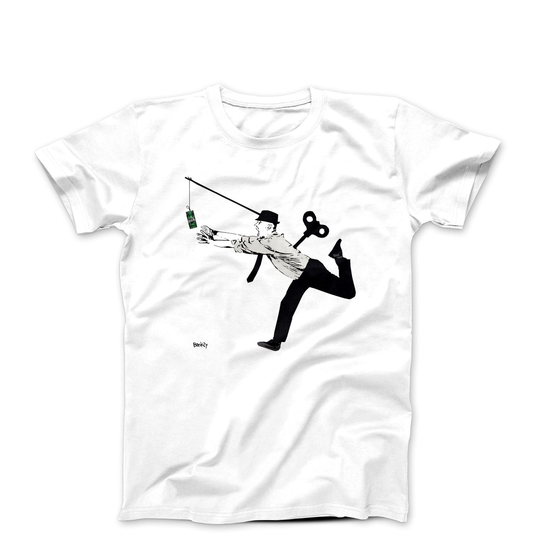 Banksy Hijack Chasing Money Street Art T-shirt - Street, Pop & Media Art - Harvey Ltd