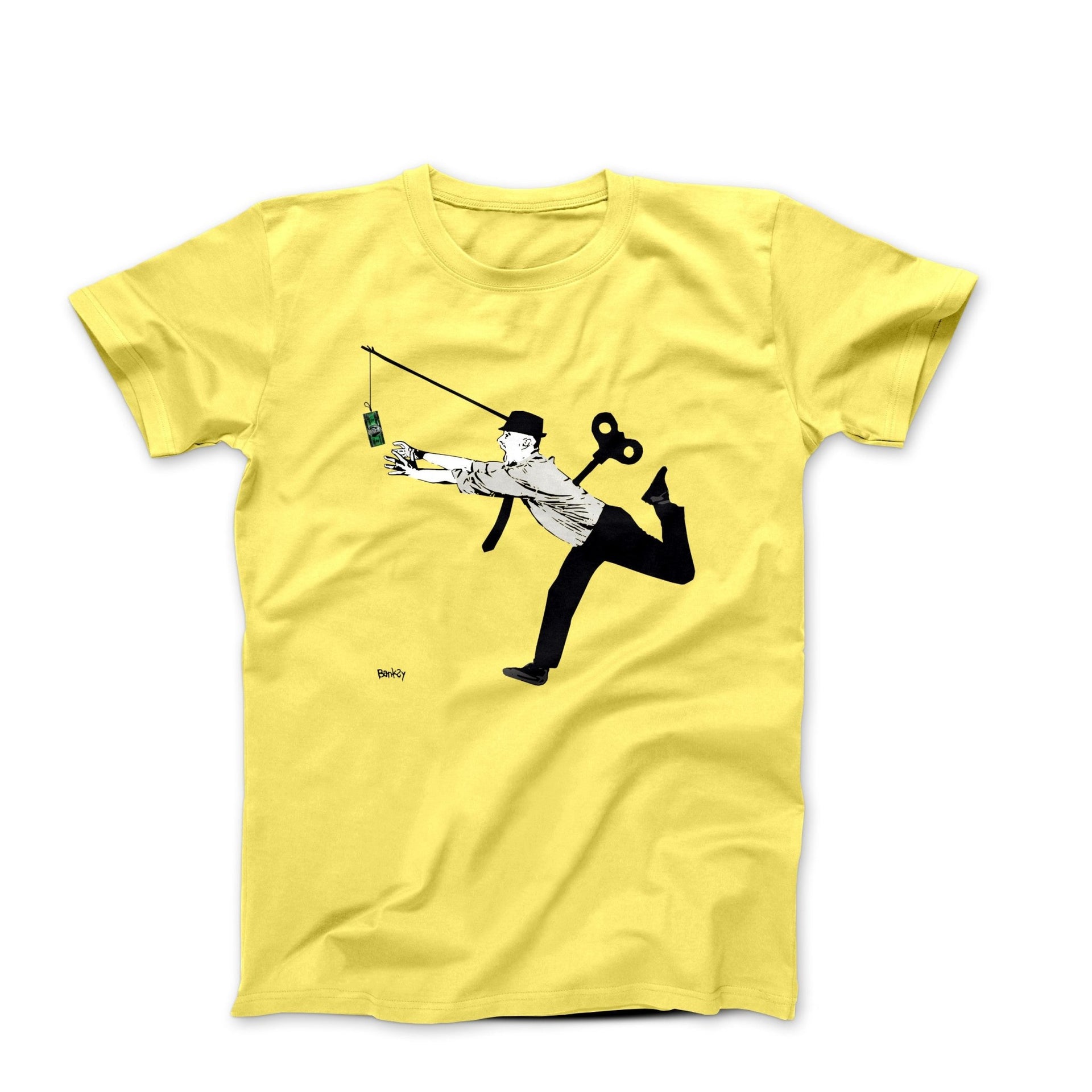 Banksy Hijack Chasing Money Street Art T-shirt - Street, Pop & Media Art - Harvey Ltd
