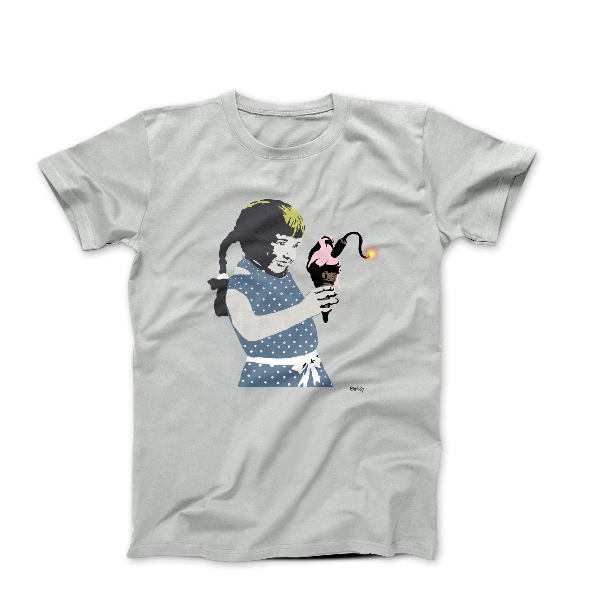 Banksy Girl Holding Ice Cream Bomb T-shirt - Street, Pop & Media Art - Harvey Ltd