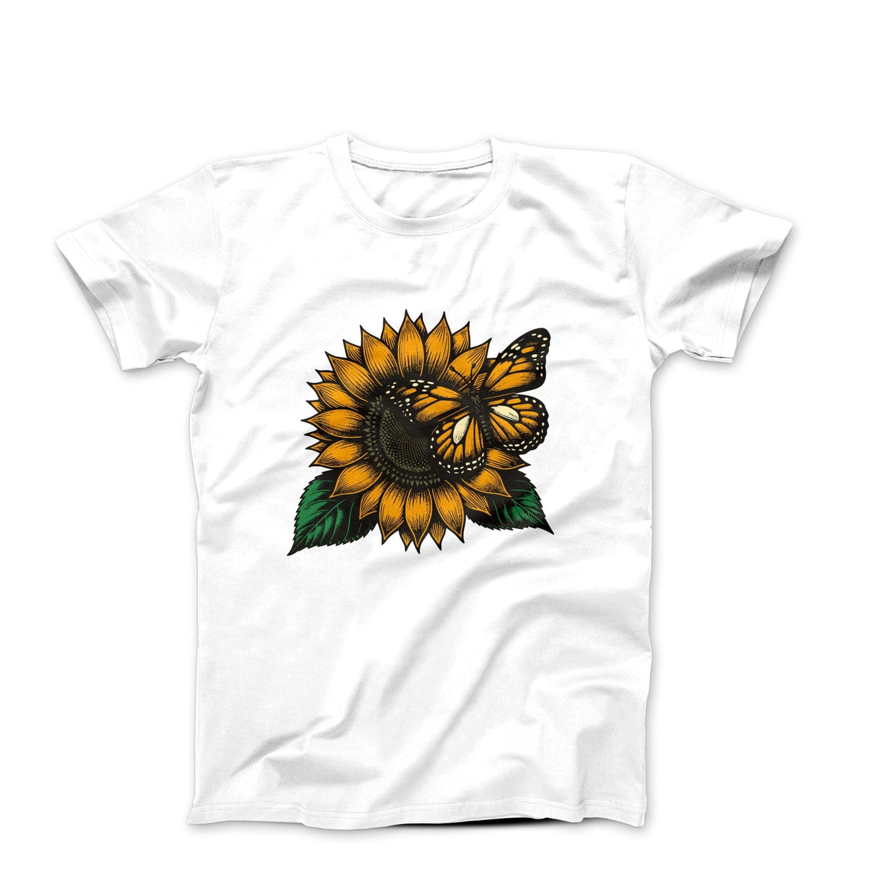 Sunflower and Butterfly Illustration T-shirt - Plants, Garden & Food - Harvey Ltd