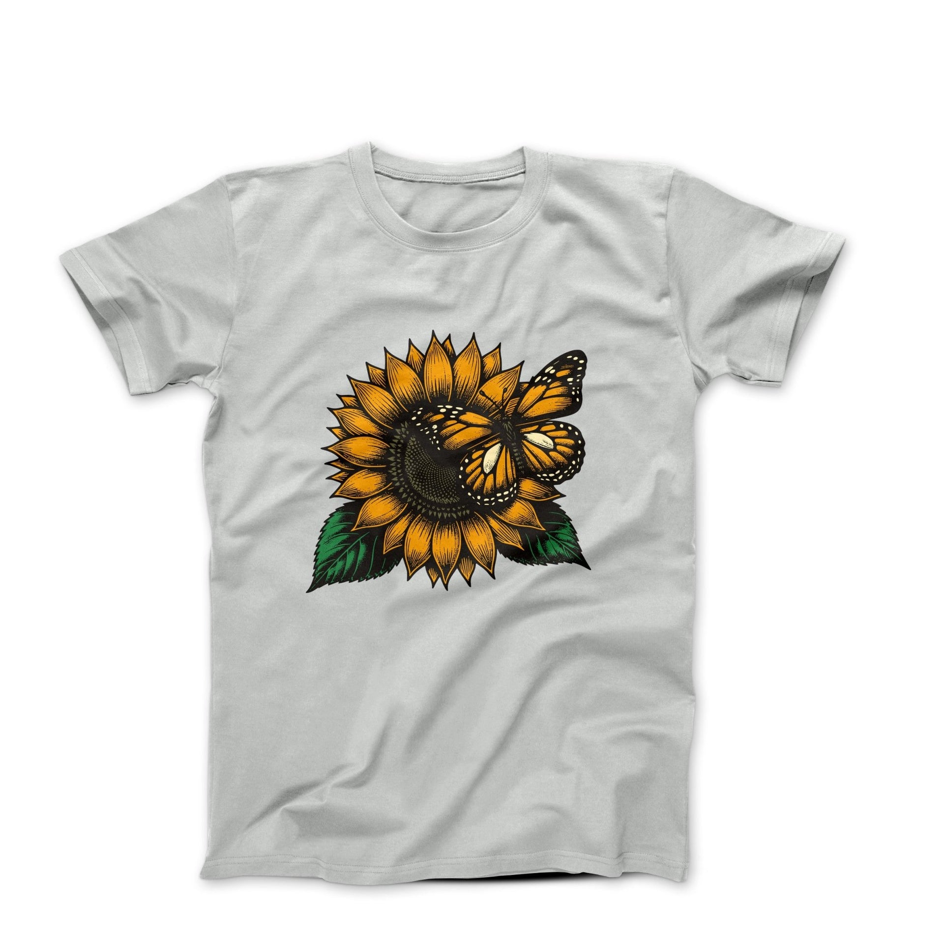 Sunflower and Butterfly Illustration T-shirt - Plants, Garden & Food - Harvey Ltd