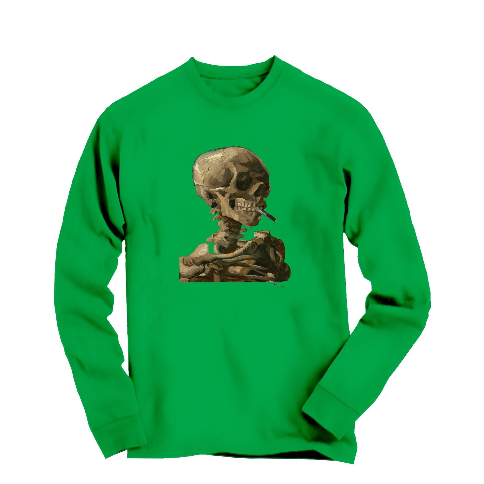 Van Gogh Skeleton Skull with Cigarette Long Sleeve Tee - Greatest Artists - Harvey Ltd