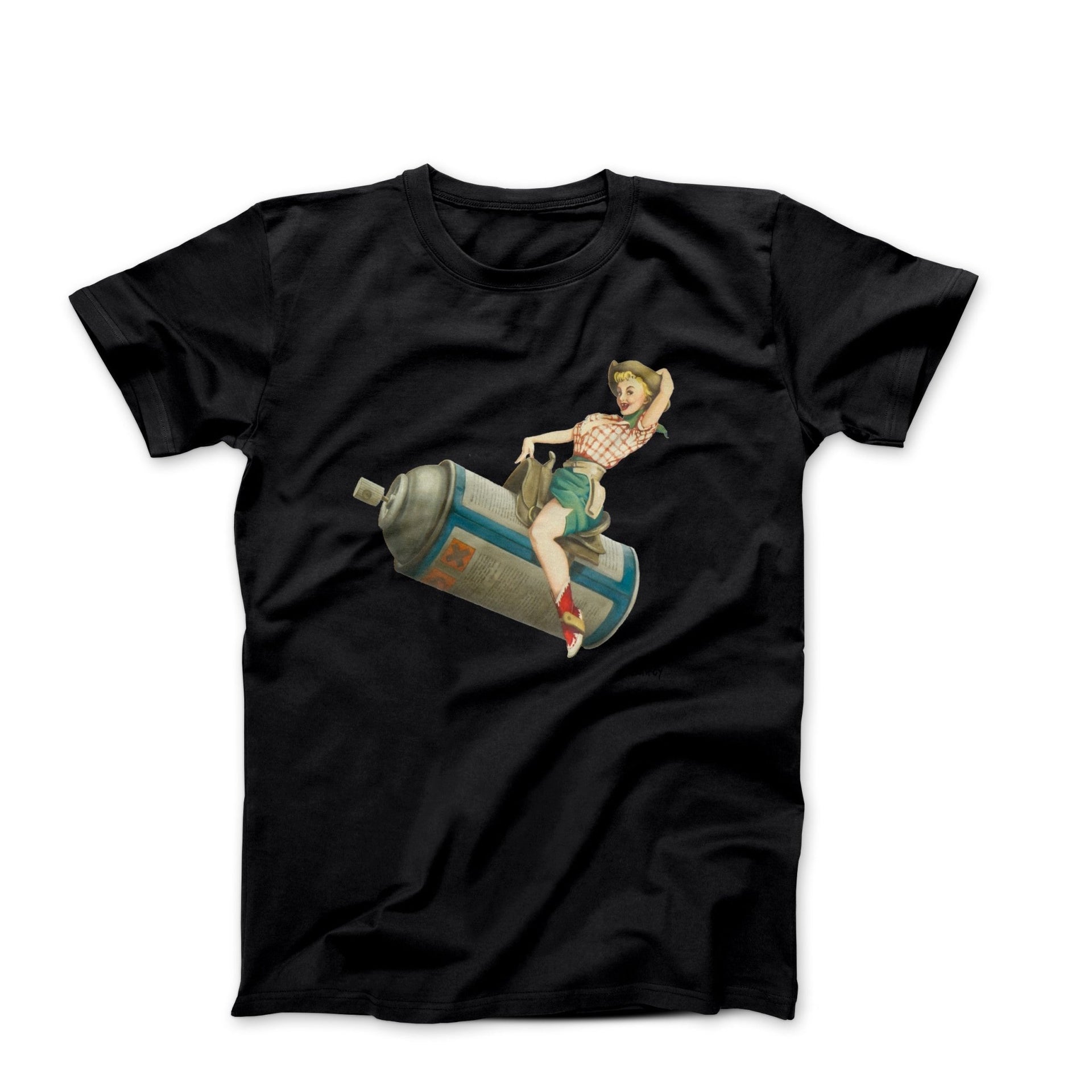 Banksy Spraycan Rodeo Girl (2008) Artwork T-shirt - Clothing - Harvey Ltd