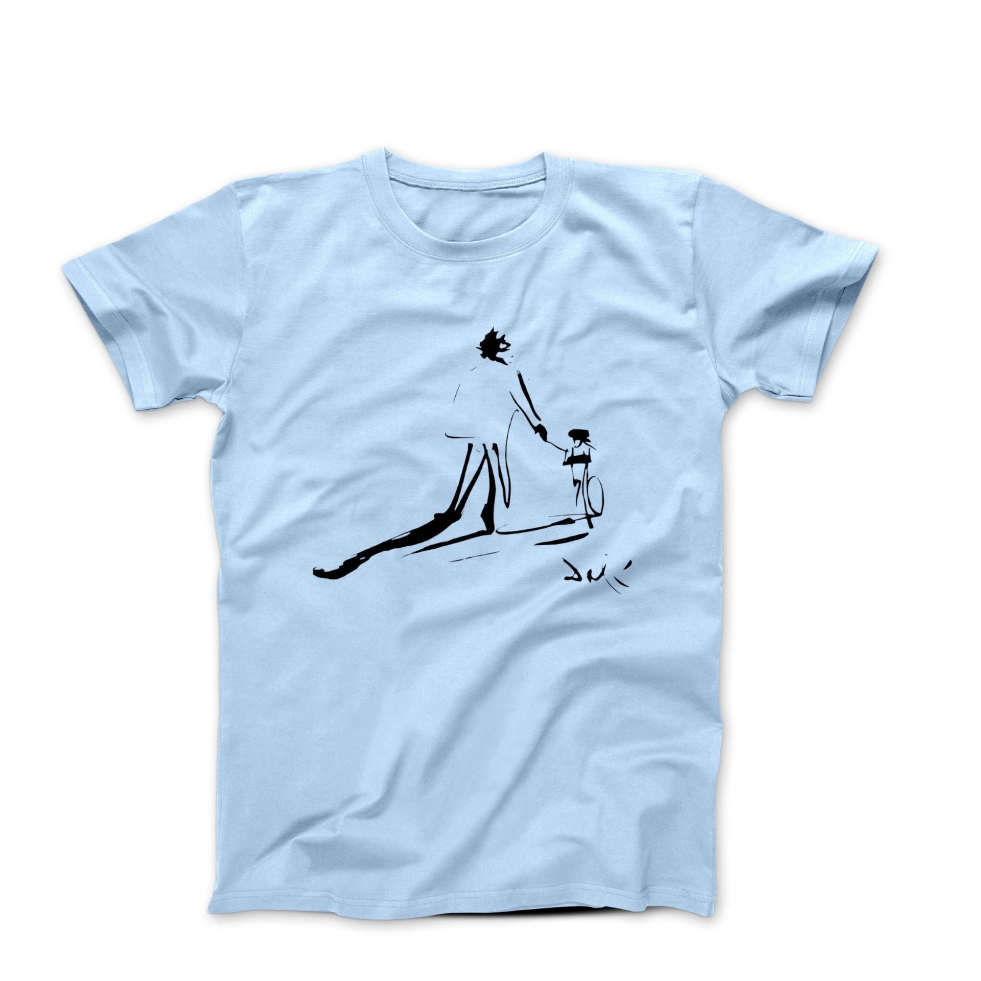 Salvador Dali Childhood With Father Riding a Bike (1971) Sketch T-Shirt - Clothing - Harvey Ltd