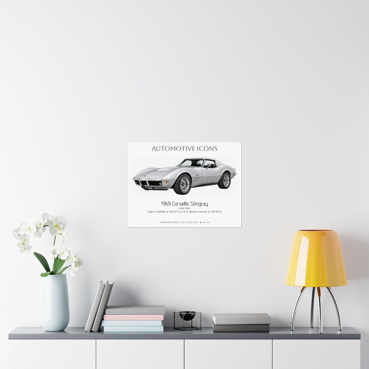1969 Chevy Corvette Stingray Cortez Silver Art Print Matte Poster | Classic Cars Wall Art