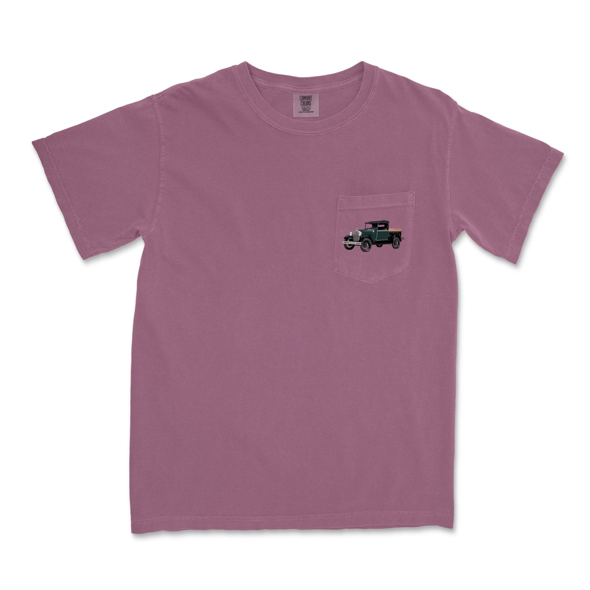 1928 Ford Model A Pickup Garment-Dyed Pocket T-shirt - Cars, Trucks & Cycles - Harvey Ltd