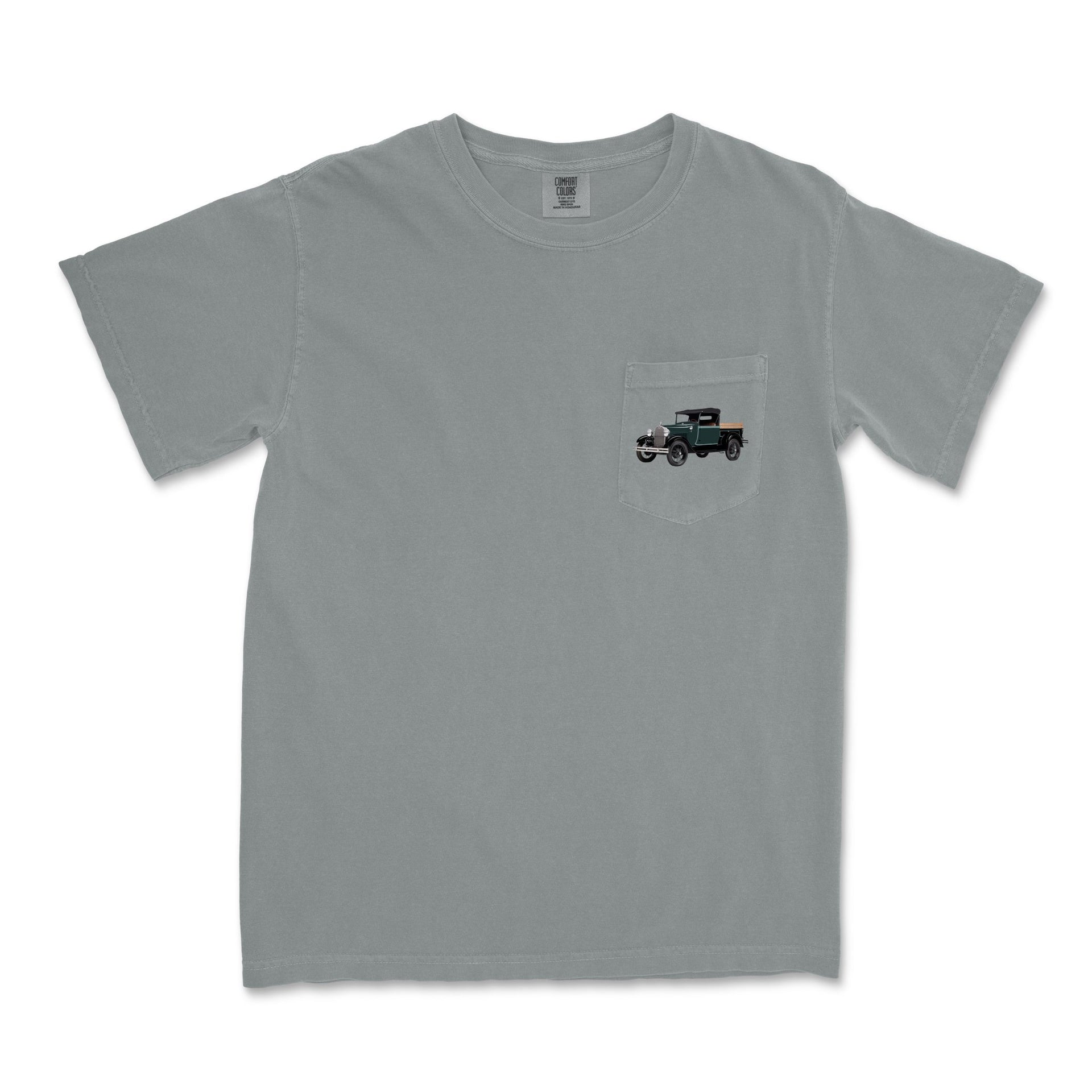 1928 Ford Model A Pickup Garment-Dyed Pocket T-shirt - Cars, Trucks & Cycles - Harvey Ltd