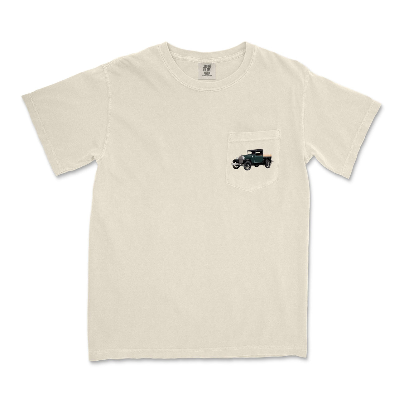1928 Ford Model A Pickup Garment-Dyed Pocket T-shirt - Cars, Trucks & Cycles - Harvey Ltd