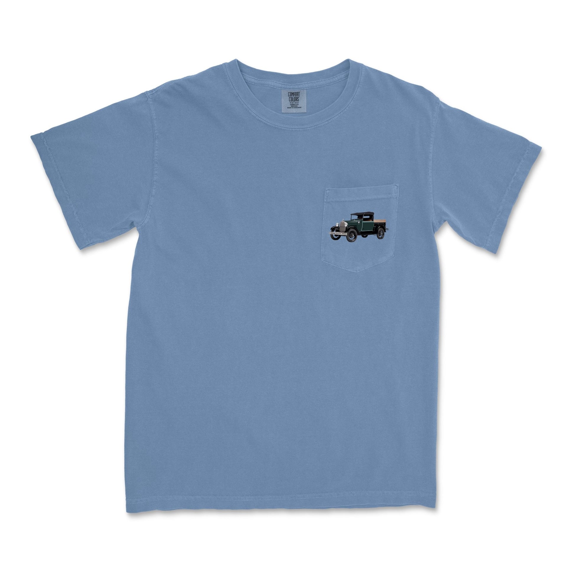 1928 Ford Model A Pickup Garment-Dyed Pocket T-shirt - Cars, Trucks & Cycles - Harvey Ltd