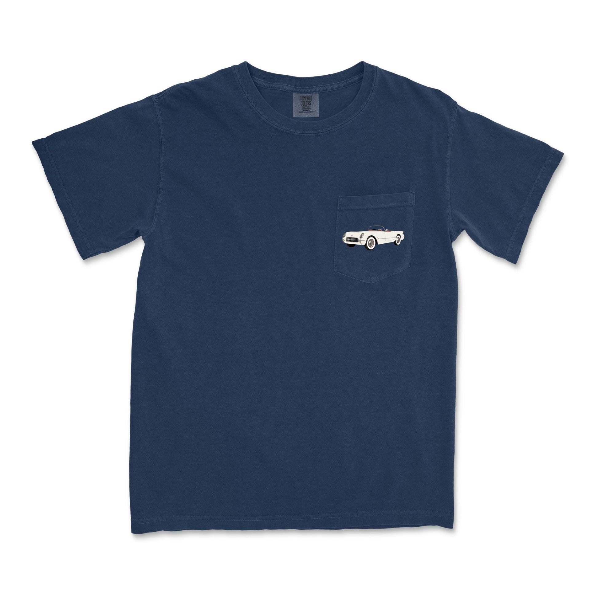 1953 Corvette **first year of production** Garment-Dyed Pocket T-shirt - Cars, Trucks & Cycles - Harvey Ltd