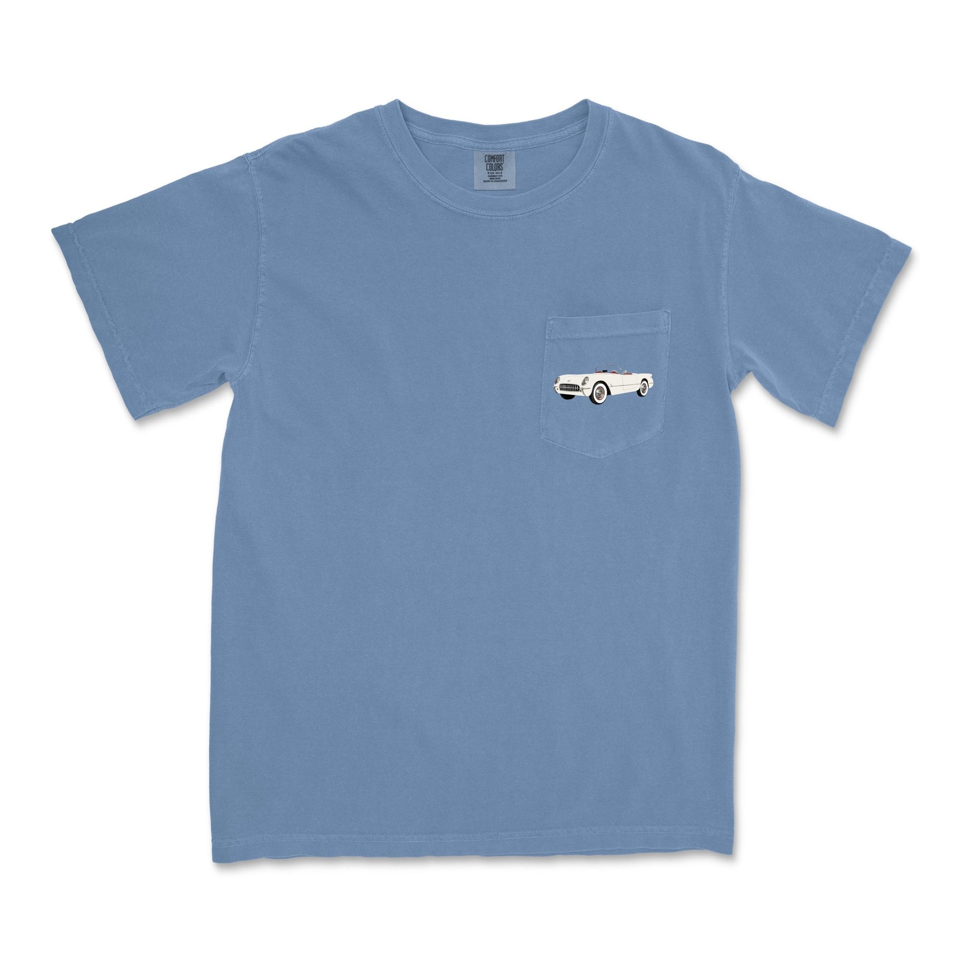 1953 Corvette **first year of production** Garment-Dyed Pocket T-shirt - Cars, Trucks & Cycles - Harvey Ltd