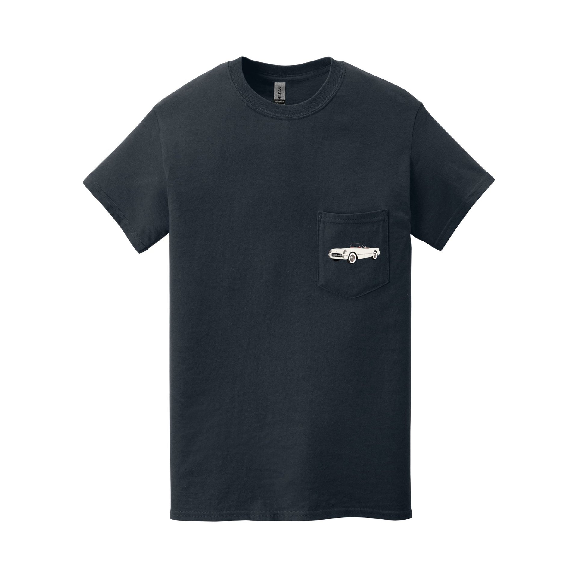1953 Corvette **first year of production** Pocket T-shirt - Cars, Trucks & Cycles - Harvey Ltd