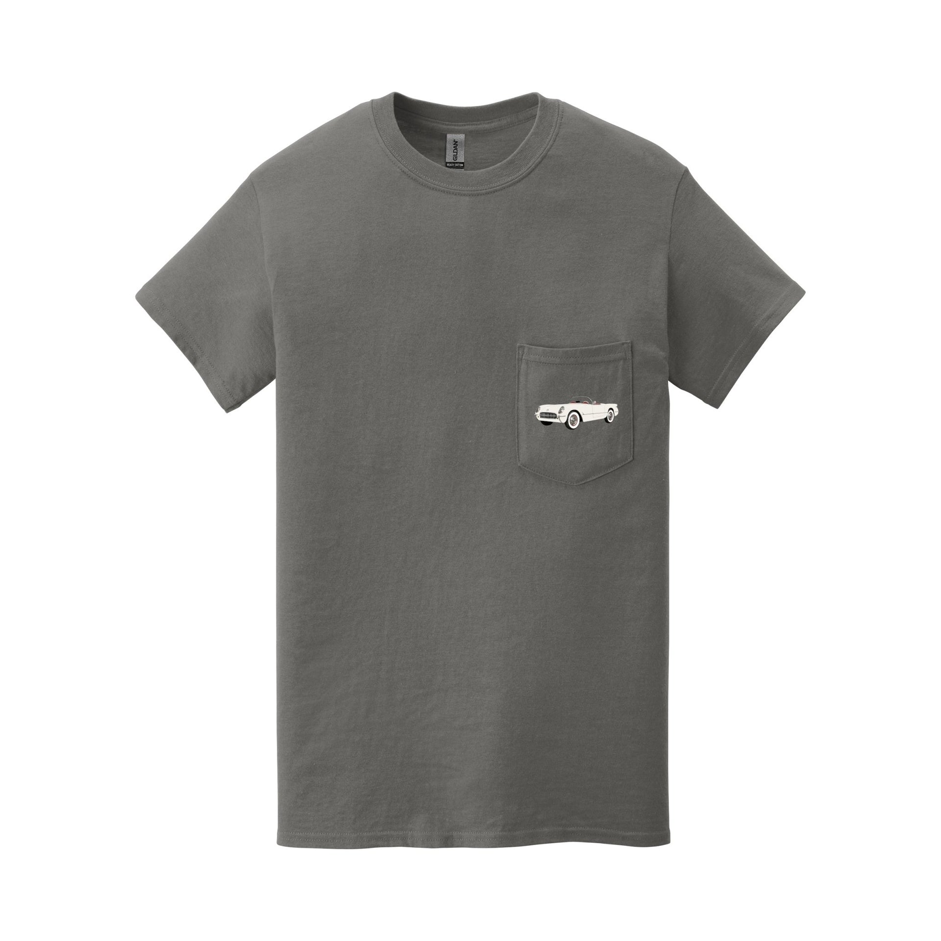 1953 Corvette **first year of production** Pocket T-shirt - Cars, Trucks & Cycles - Harvey Ltd