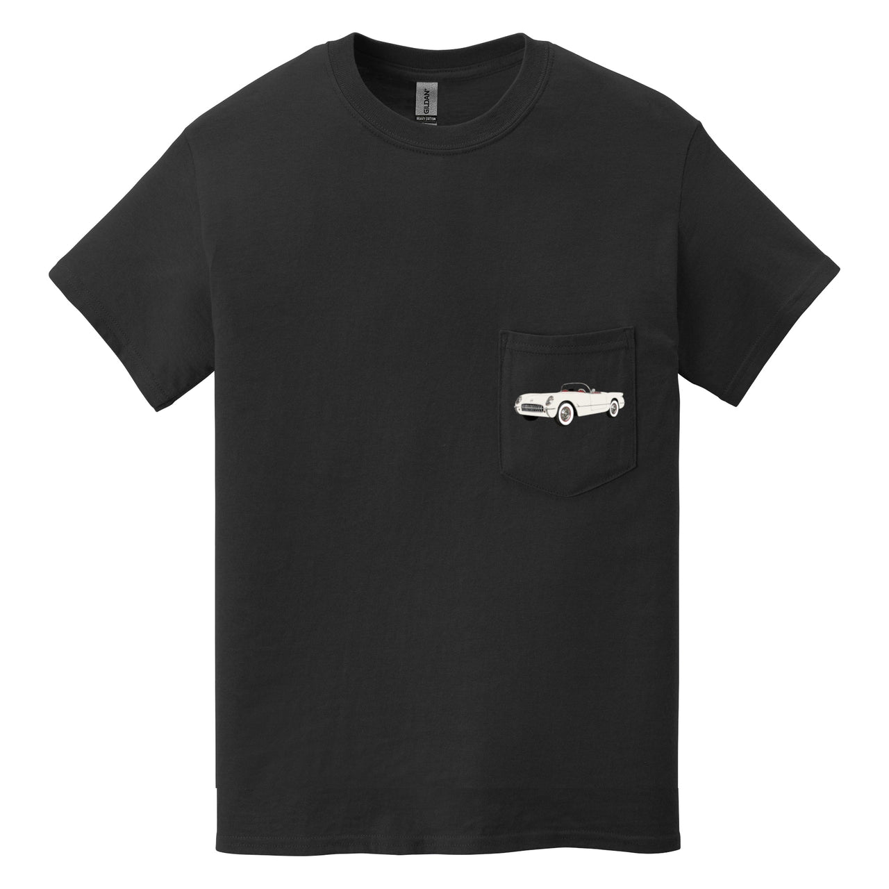 1953 Corvette **first year of production** Pocket T-shirt - Cars, Trucks & Cycles - Harvey Ltd