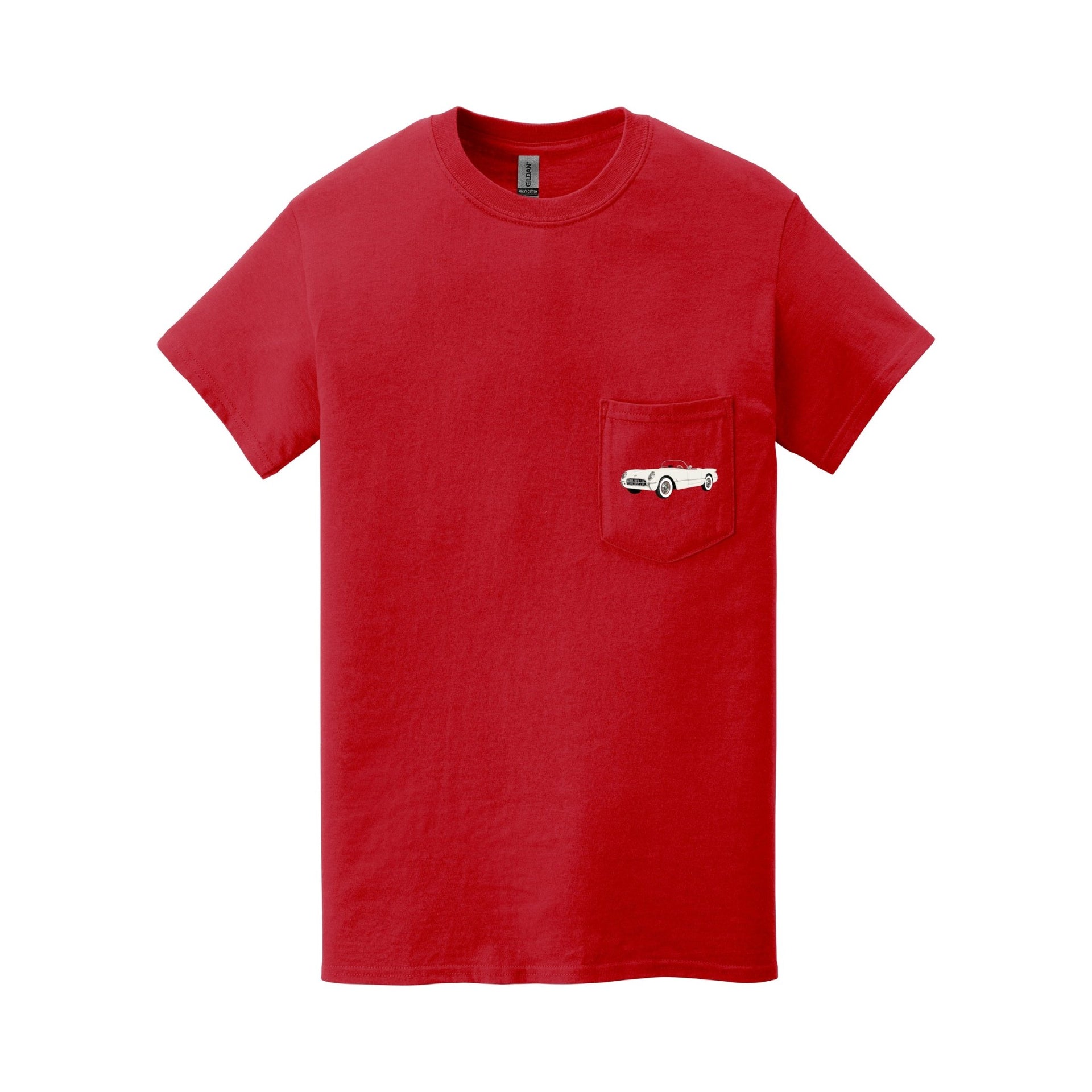 1953 Corvette **first year of production** Pocket T-shirt - Cars, Trucks & Cycles - Harvey Ltd