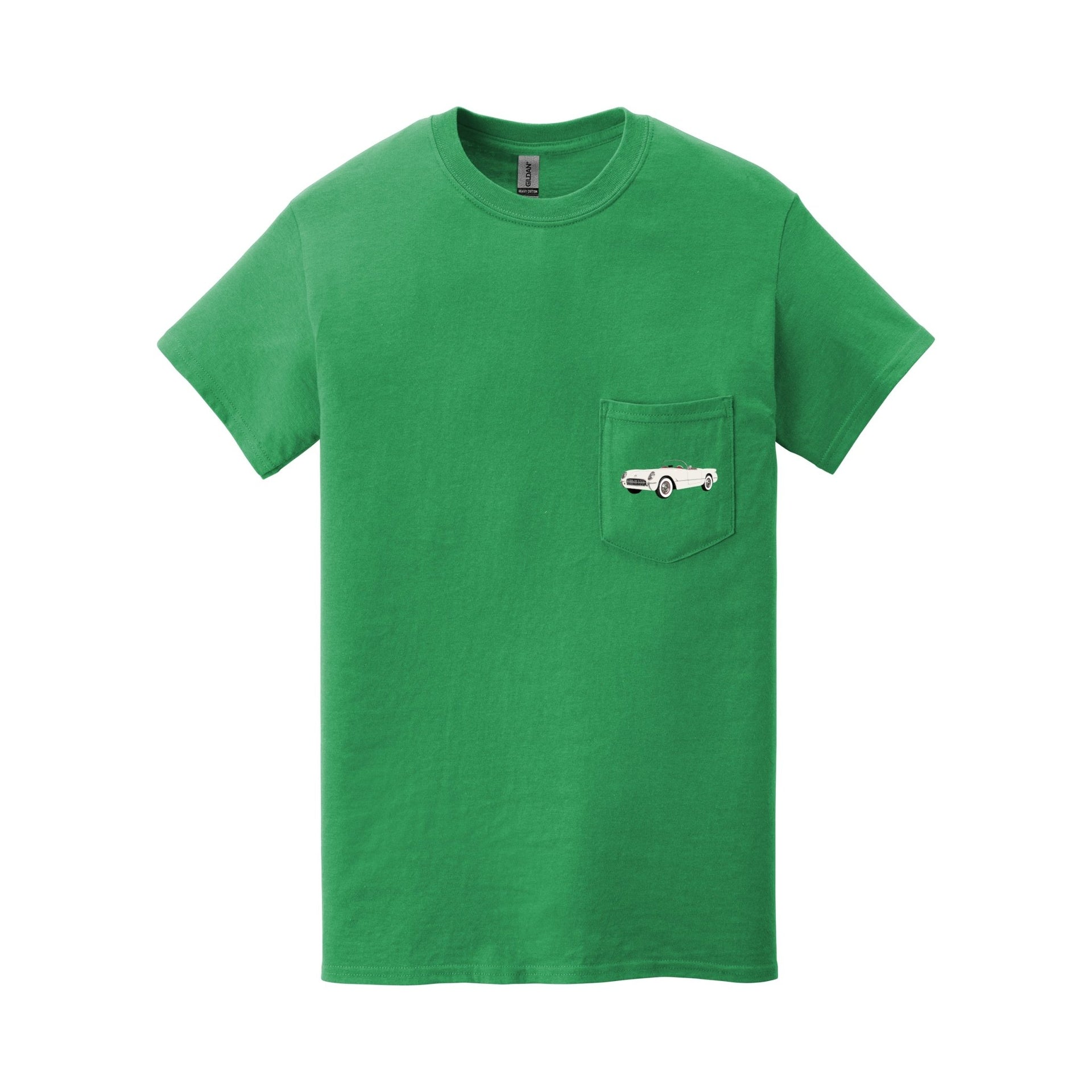 1953 Corvette **first year of production** Pocket T-shirt - Cars, Trucks & Cycles - Harvey Ltd