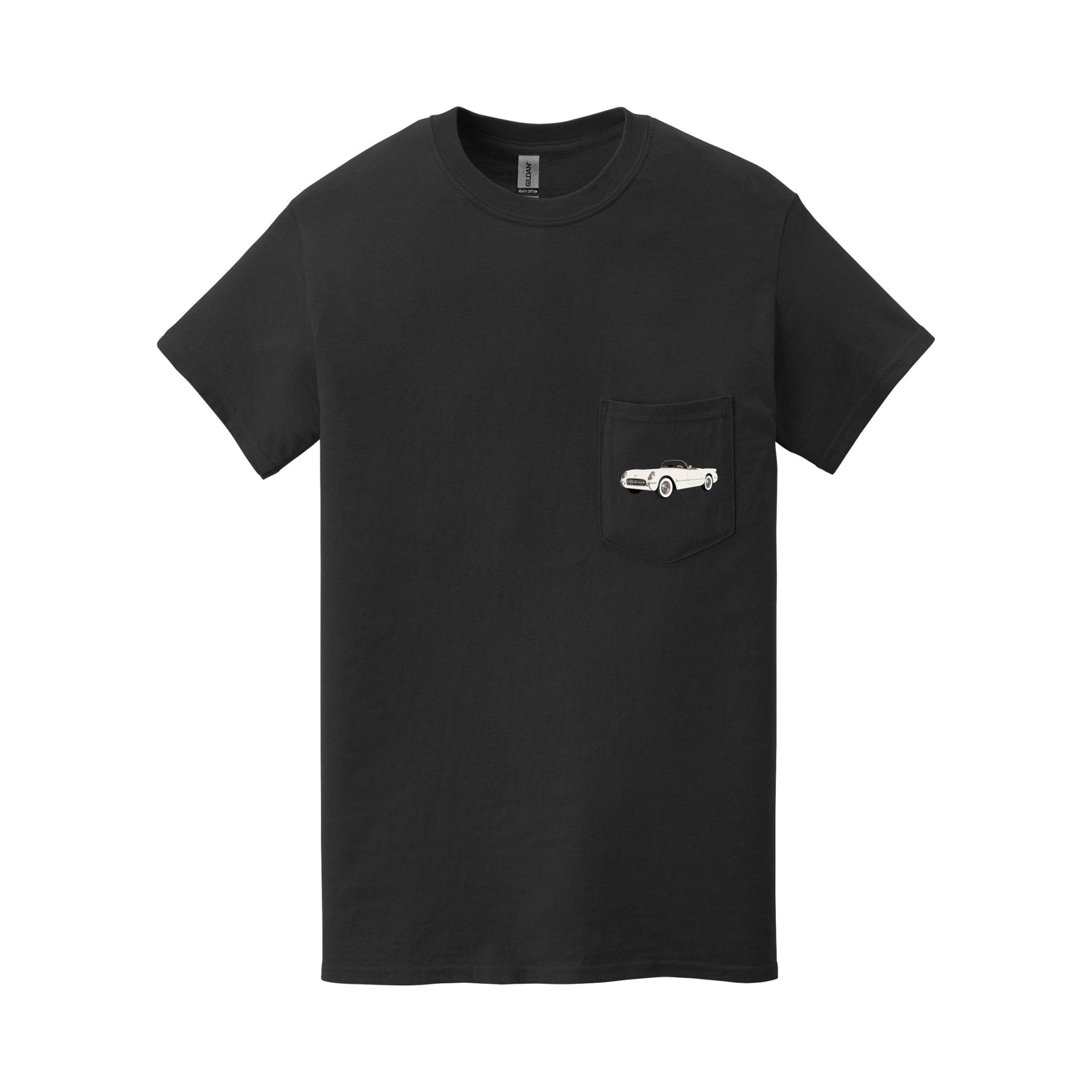 1953 Corvette **first year of production** Pocket T-shirt - Cars, Trucks & Cycles - Harvey Ltd