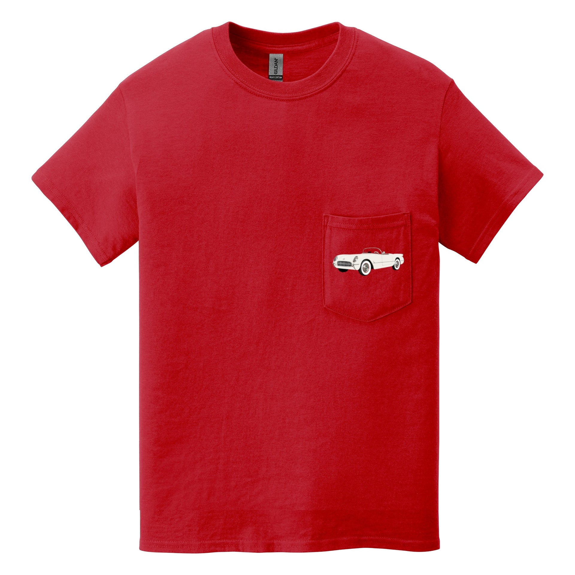 1953 Corvette **first year of production** Pocket T-shirt - Cars, Trucks & Cycles - Harvey Ltd