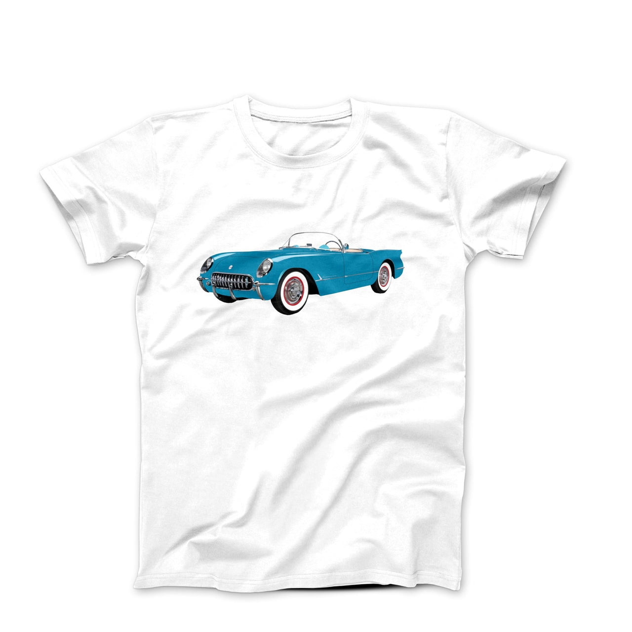 1954 Chevy Corvette Pennant Blue T-shirt - Cars, Trucks & Cycles - Harvey Ltd